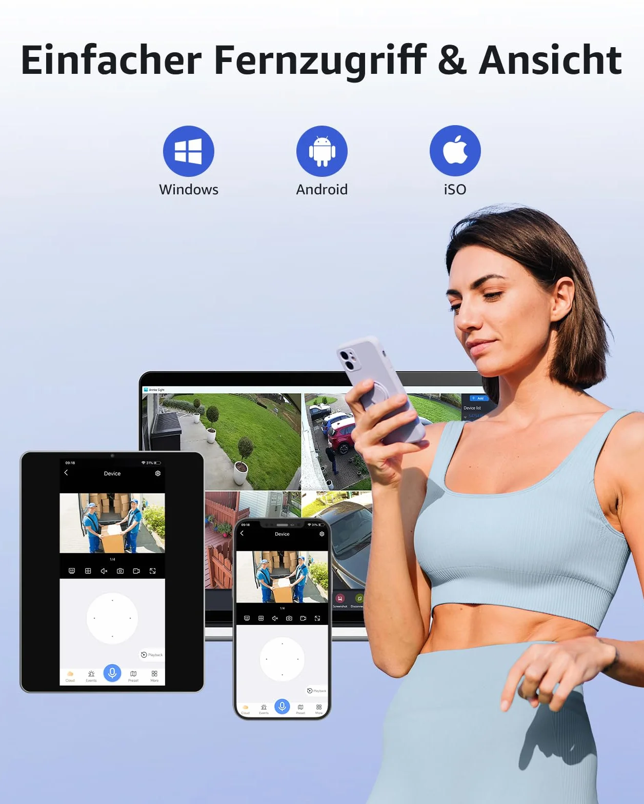 ANNKE Zestaw kamer monitoringowych 3 MP WLAN, 8 CH 5 MP, NVR, 8 kamer 3 MP, WiFi, zestaw do monitoringu wideo z dyskiem twardym 1 TB, obsługuje nagrywanie audio, odporność na warunki atmosferyczne