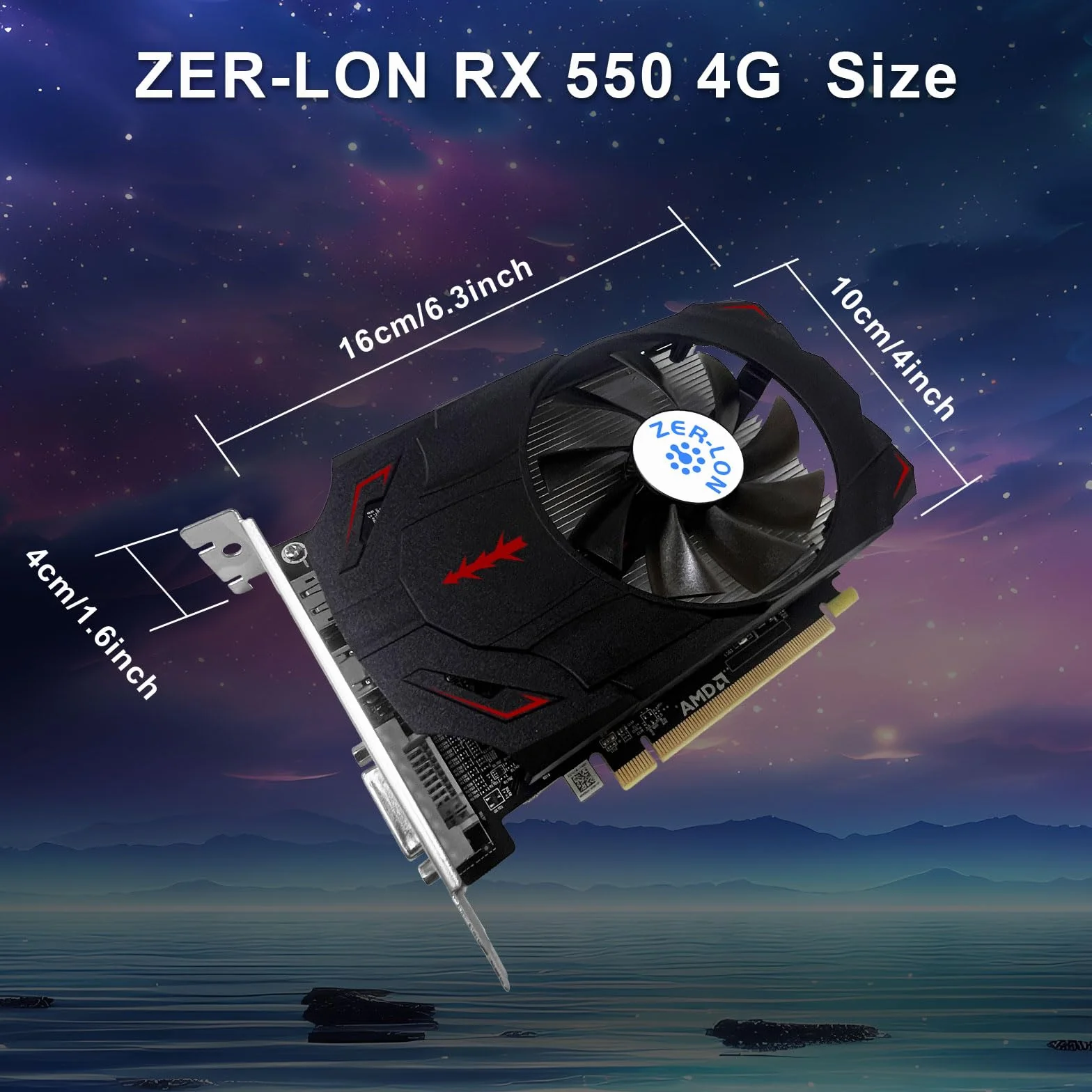 ZER-LON Karta graficzna Radeon RX 550 4 GB, GDDR5 128-bitowy PCIE 3.0 komputer gamingowy Gpu, karta graficzna 1183 MHz z portami HDMI/DP/DVI obsługuje 4K