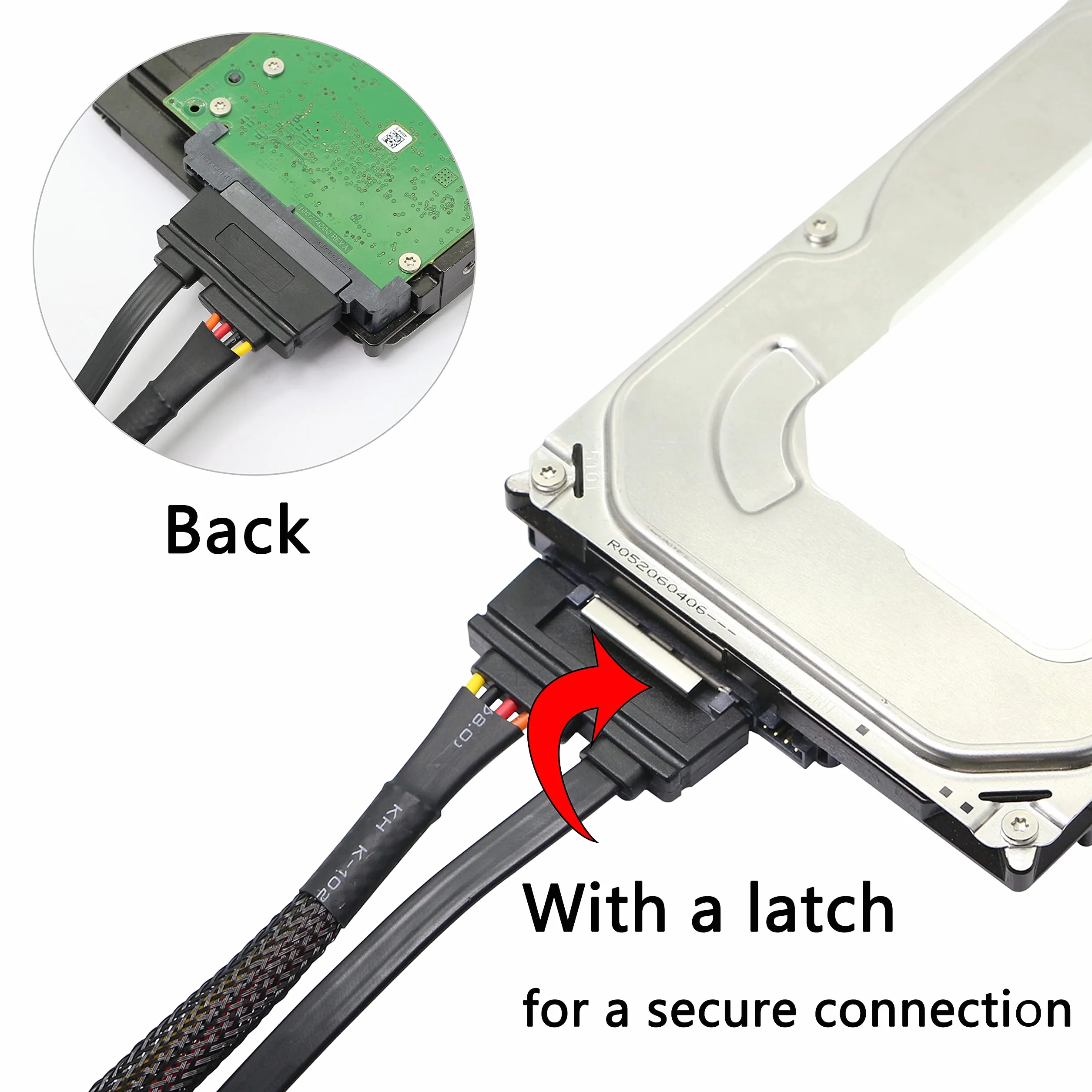 Przedłużacz SATA 50 cm 22-pinowy (7+15) SATA3.0 6 Gb/s męski-żeński z blokadą