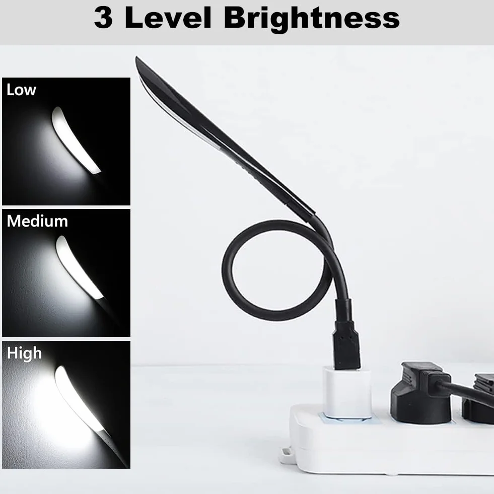 Comioke Lampa USB LED do laptopa, ściemniana, przenośna, czarna