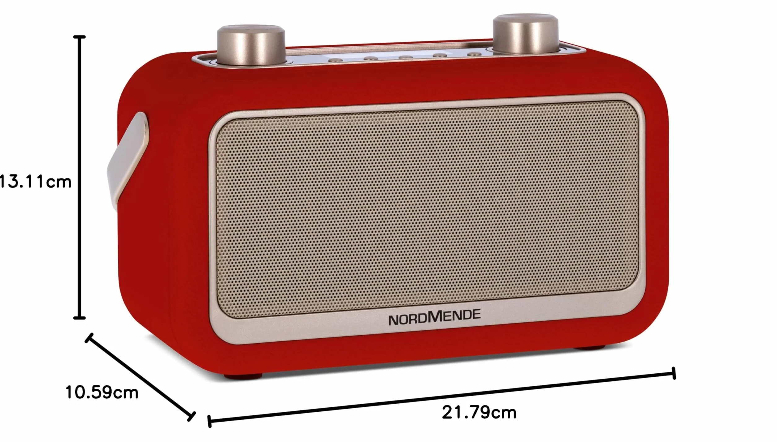 Nordmende Transita 30 – przenośne radio cyfrowe (DAB+, UKW, strumieniowe przesyłanie dźwięku przez Bluetooth, budzik, godzina, pamięć ulubiona, wyświetlacz LCD, złącze słuchawkowe, 2 głośniki stereo 3 W), kolor czerwony