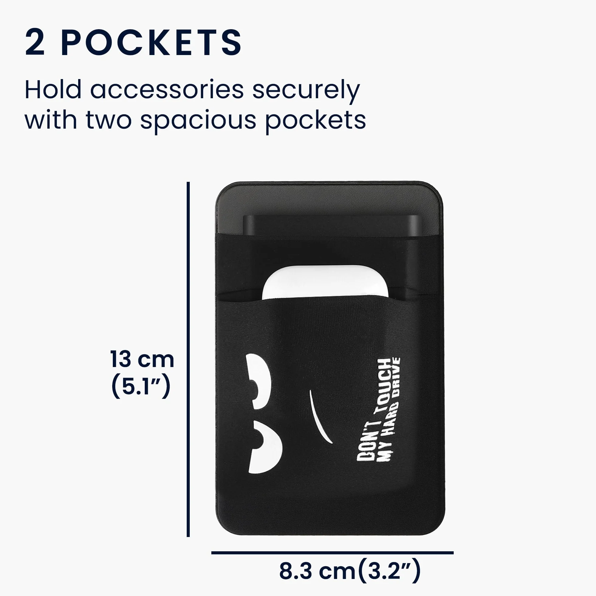 kwmobile Zewnętrzne etui na dysk twardy kompatybilny z SanDisk Portable SSD, Samsung T7, Crucial X8, HDD etui - 13 x 8,3 cm - uchwyt SSD z 2 przegródkami - Don't touch my Hard Drive