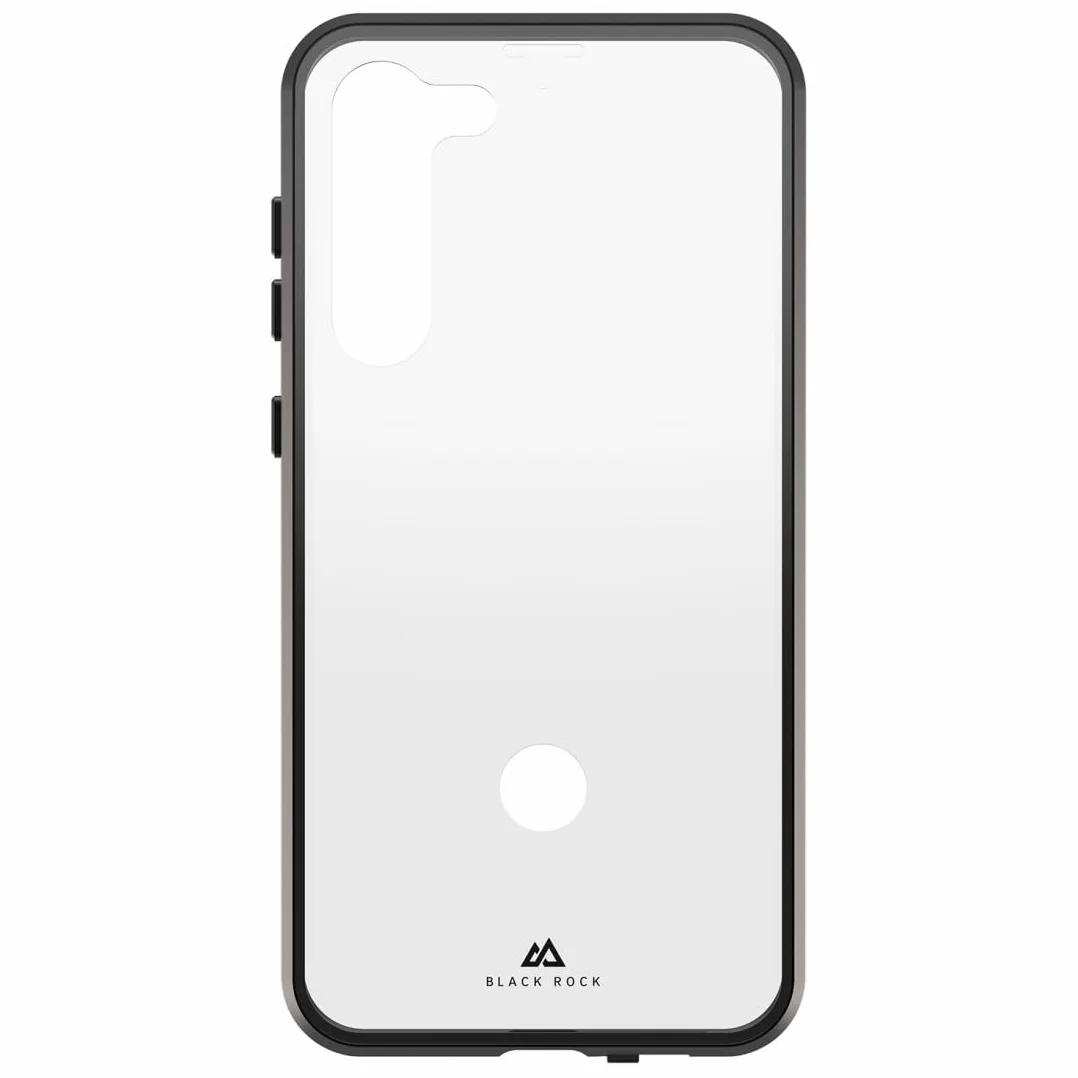 Black Rock - Etui ochronne ze szkła 360 stopni pasuje do Samsung Galaxy S23 Plus I etui na telefon komórkowy, zamknięcie na magnes, Cover (przezroczyste z czarną ramką)