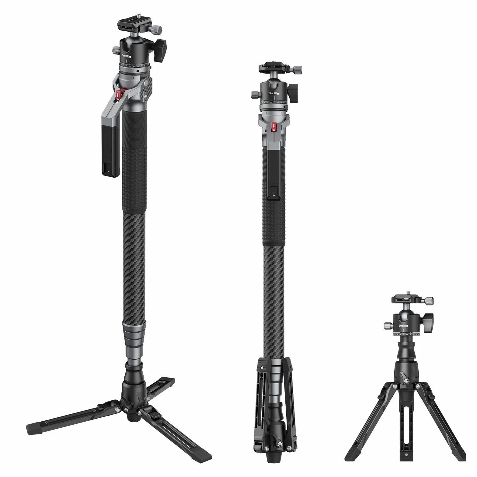 SMALLRIG Monopod z włókna węglowego o długości 166,5 cm / 65,6 cala do aparatu fotograficznego, kompaktowy monopod o wymiarach 68 cm / 26,8 cala, wadze 1,72 kg / 3,8 funta, Max 5 kg - 5564