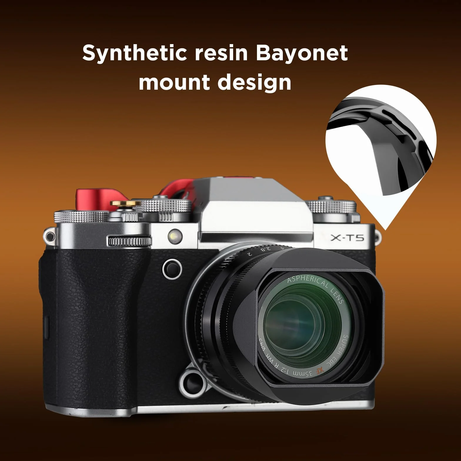 Haoge Osłona obiektywu Bajonet Metalowa Kwadratowa dla Fujifilm XF35mmF2 R WR, Fuji XF23mmF2 R WR XC 35mm F2, Fuji 35mm F2 Osłona, 23mm F2 Osłona obiektywu, (z metalową przednią pokrywą), Zastępuje