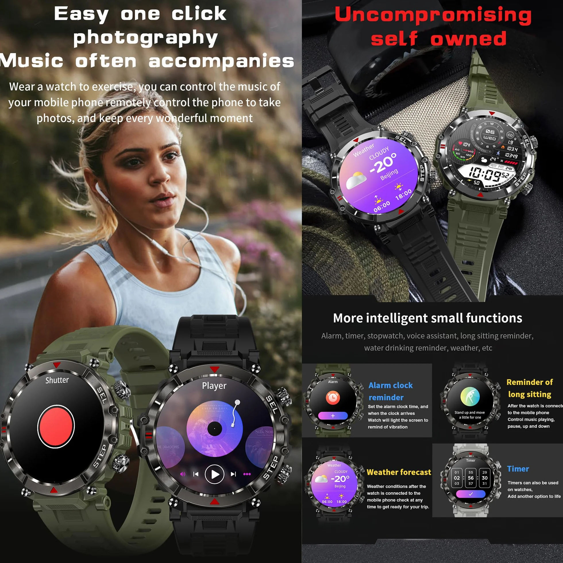 Smartwatch Inteligentny Zegarek Męski z Połączeniami, 1.39" Wodoodporny Smart Watch Sportowy Krokometr Pulsometr Ciśnienie Krwi Bransoletka Aktywność Cyfrowy Zegarek dla IOS Android (czarny)