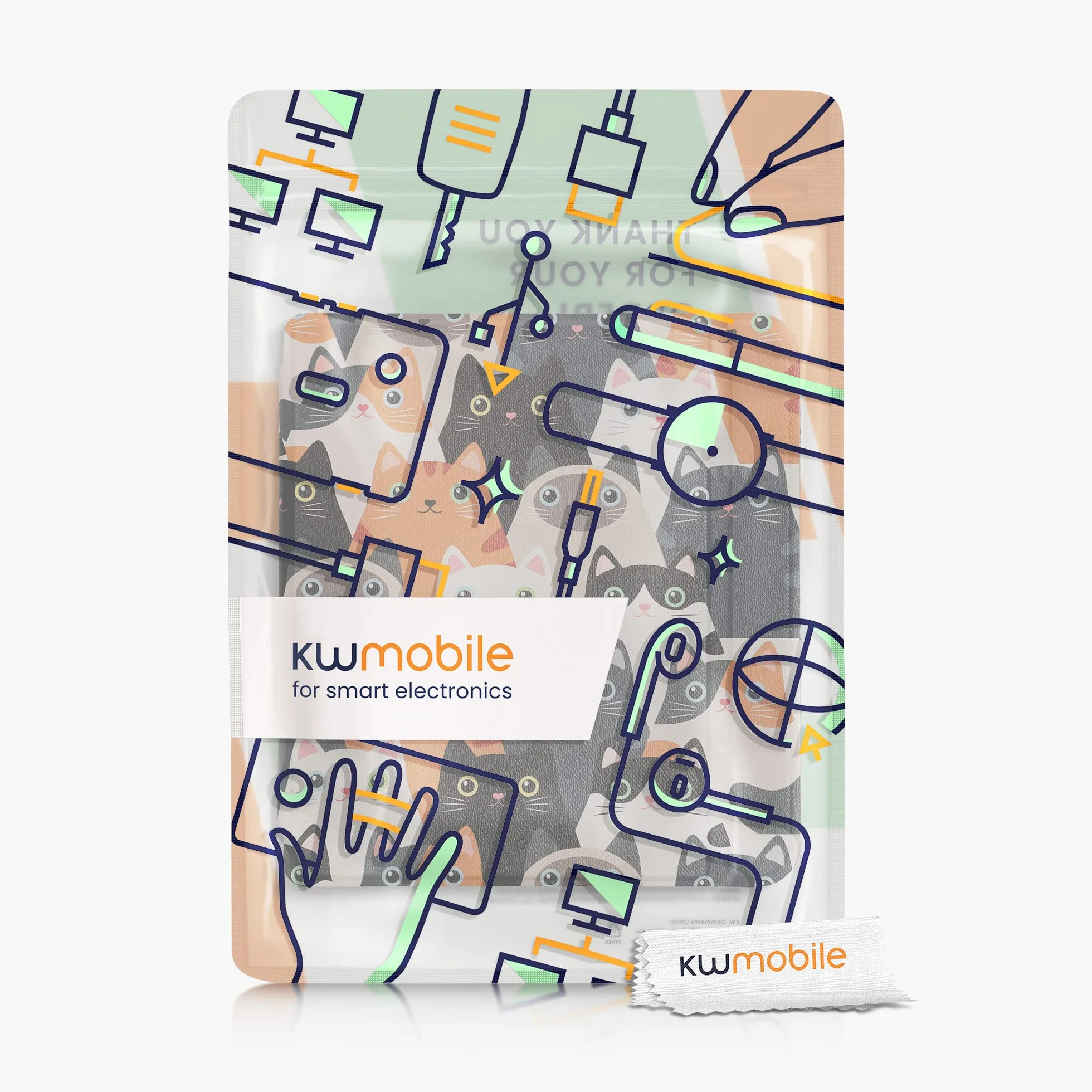 kwmobile Etui kompatybilne z Kobo Libra 2 Etui - Etui z magnetyczną klapką Tablet eReader - Pomarańczowo-Czarno-Biały