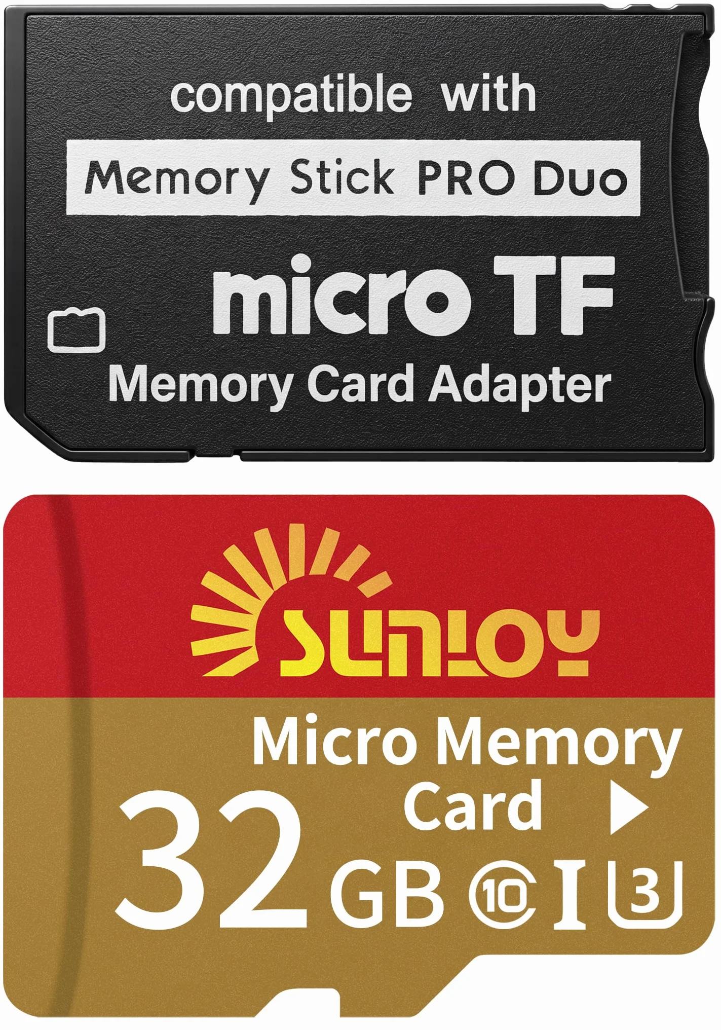 Adapter pamięci PSP z kartą micro SD 32 GB, Micro SD/SDHC/SDXC do Memory Stick PRO Duo MagicGate karta kompatybilna z PlayStation Portable, aparatem, kamerą ręczną, telefonem komórkowym i PSP 1000