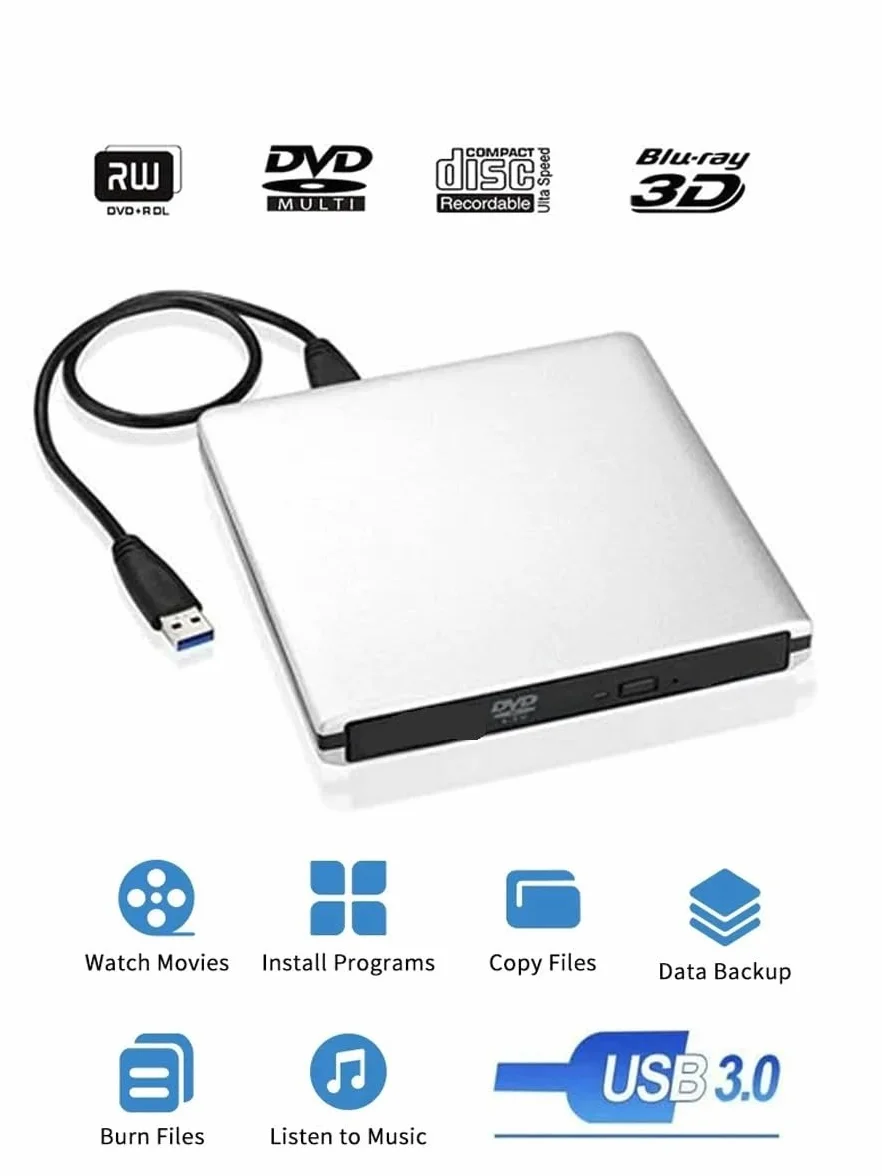 Odtwarzacz Blu-ray USB3.0 Napęd 3D Slim Nagrywarka DVD Czytnik DVD+/-RW Odtwarzacz multimedialny do laptopów Szybko i wygodnie