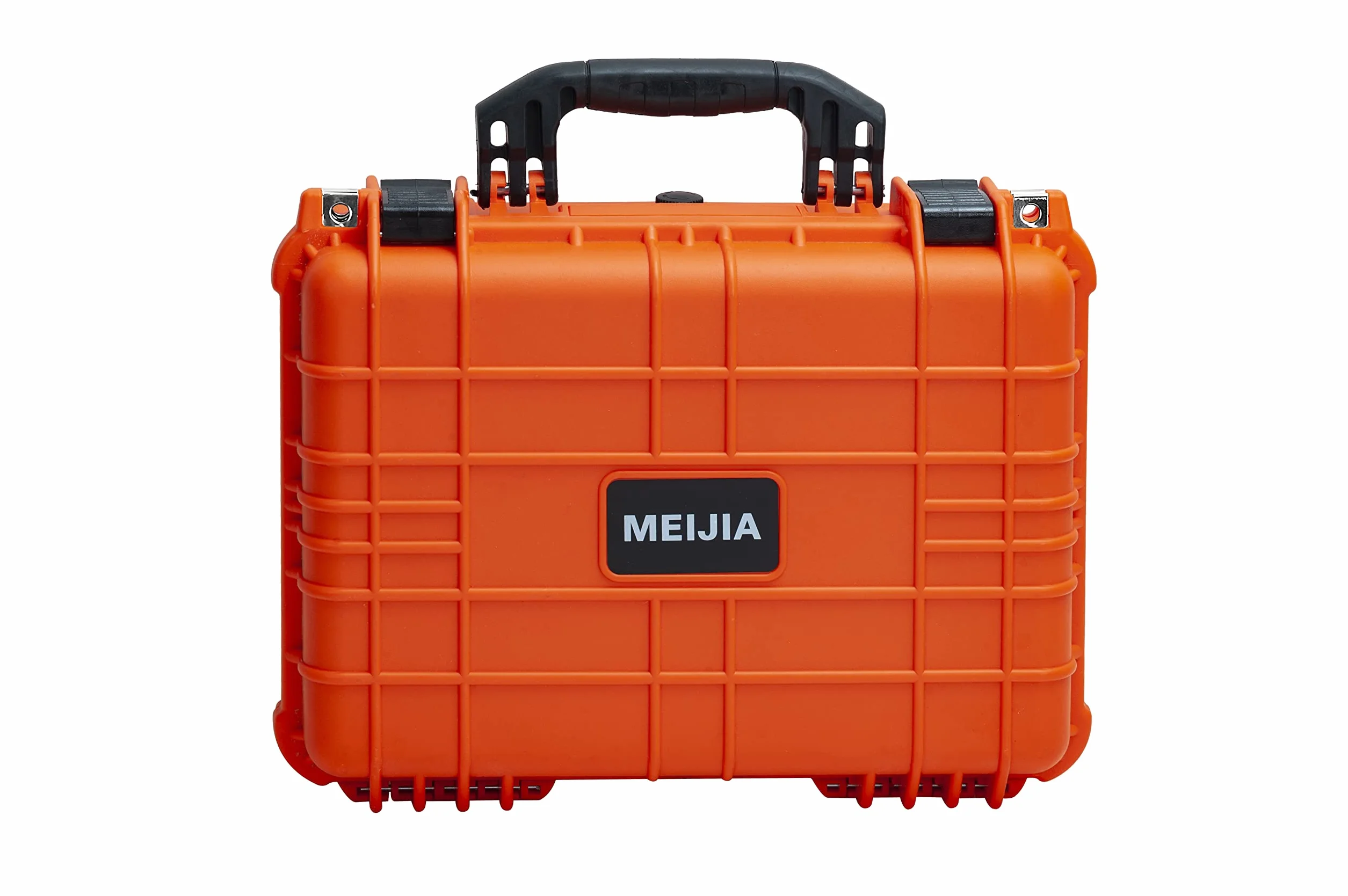 MEIJIA Przenośna wodoodporna obudowa na aparat na każdą pogodę z konfigurowalną pianką dopasowaną, pasuje do dronów, aparatu, sprzętu, pistoletów, 40 x 33 x 17,4 cm, pomarańczowy, Twarda kompaktowa