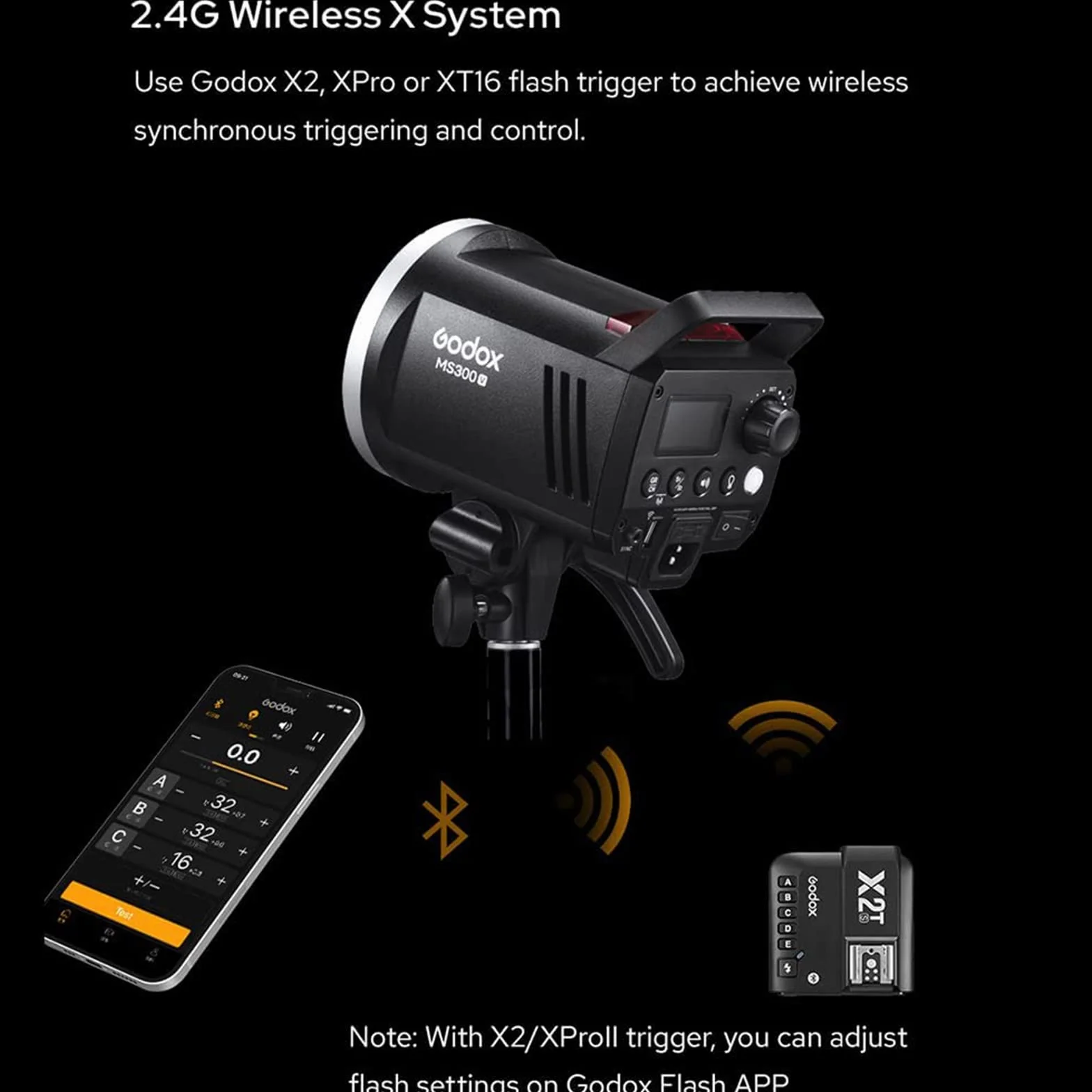 Godox MS300V lampa studyjna LED 300 W, 2,4 G bezprzewodowa 5600 ± 200 K CCT lampa LED 0,1 ~ 1,8 S czas recyklingu Bowens mocowanie z lampą modelującą LED, wyjątkowa stabilność wyjściowa monolight do