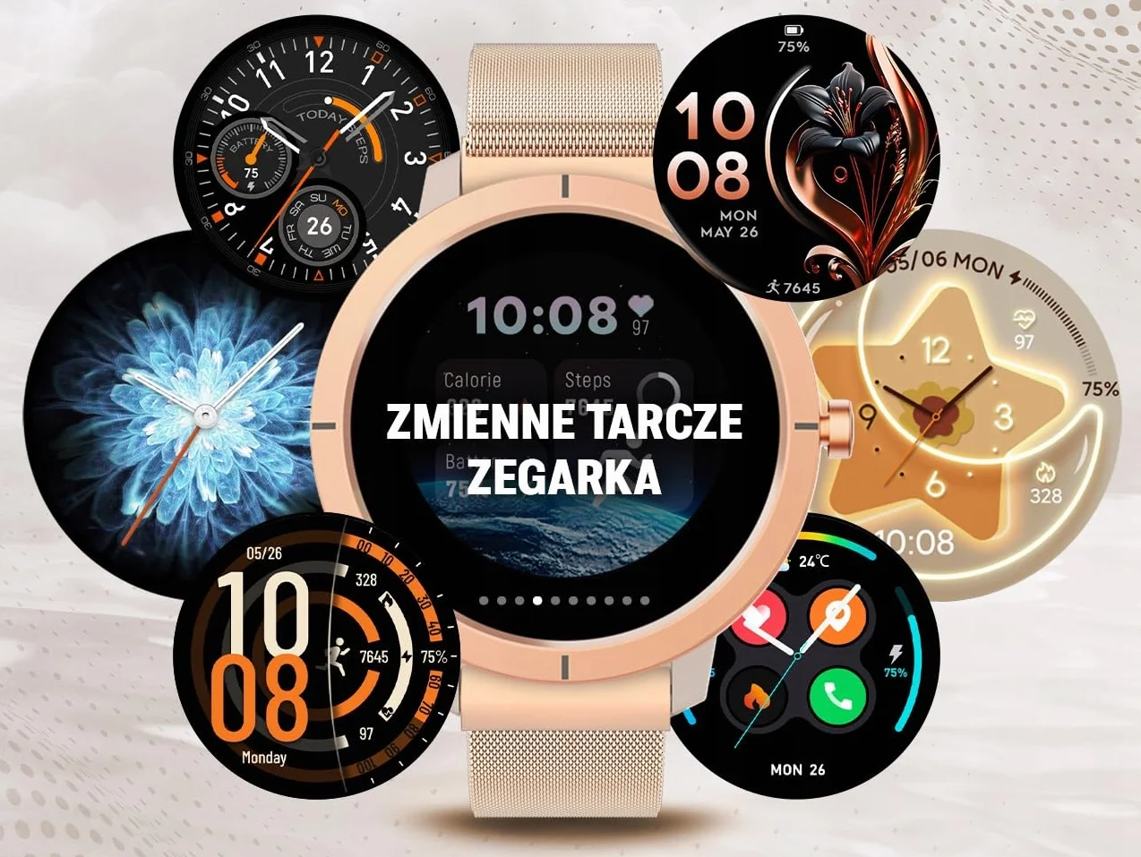 SMARTWATCH DAMSKI WODOODPORNY ZEGAREK MENU PL GPS AMOLED PULS SPORT 4 PASKI