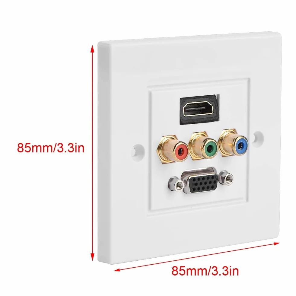 Goshyda HDMI VGA 3 w 1 wbudowany panel ścienny multimedialny audio wideo do okablowania inżynieryjnego