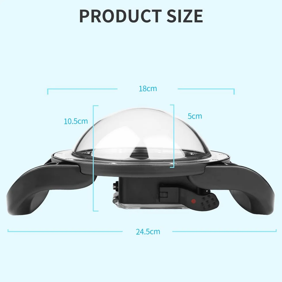 Podwójny uchwyt stabilizatora Grip Dome Port do aparatu DJI OSMO Action 4/5 Pro/6, podwodny port kopułkowy, wygodna obsługa, wodoodporny do 30 m