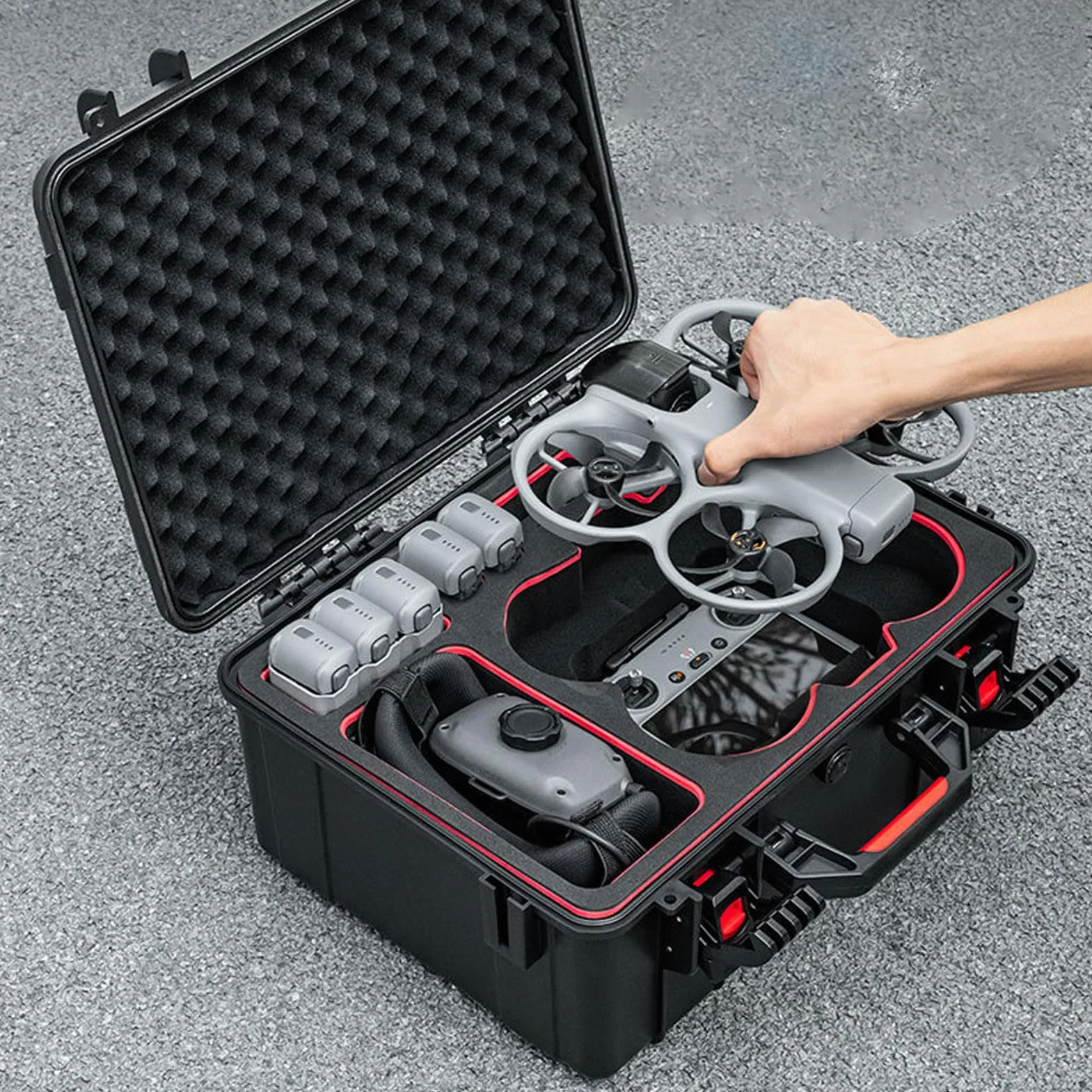 Dpofirs Futerał do Przenoszenia Drona, Odporny na Wstrząsy, Twardy futerał Podróżny na Akcesoria do Dronów Avata360, z Ciśnieniowym Zaworem Nadmiarowym