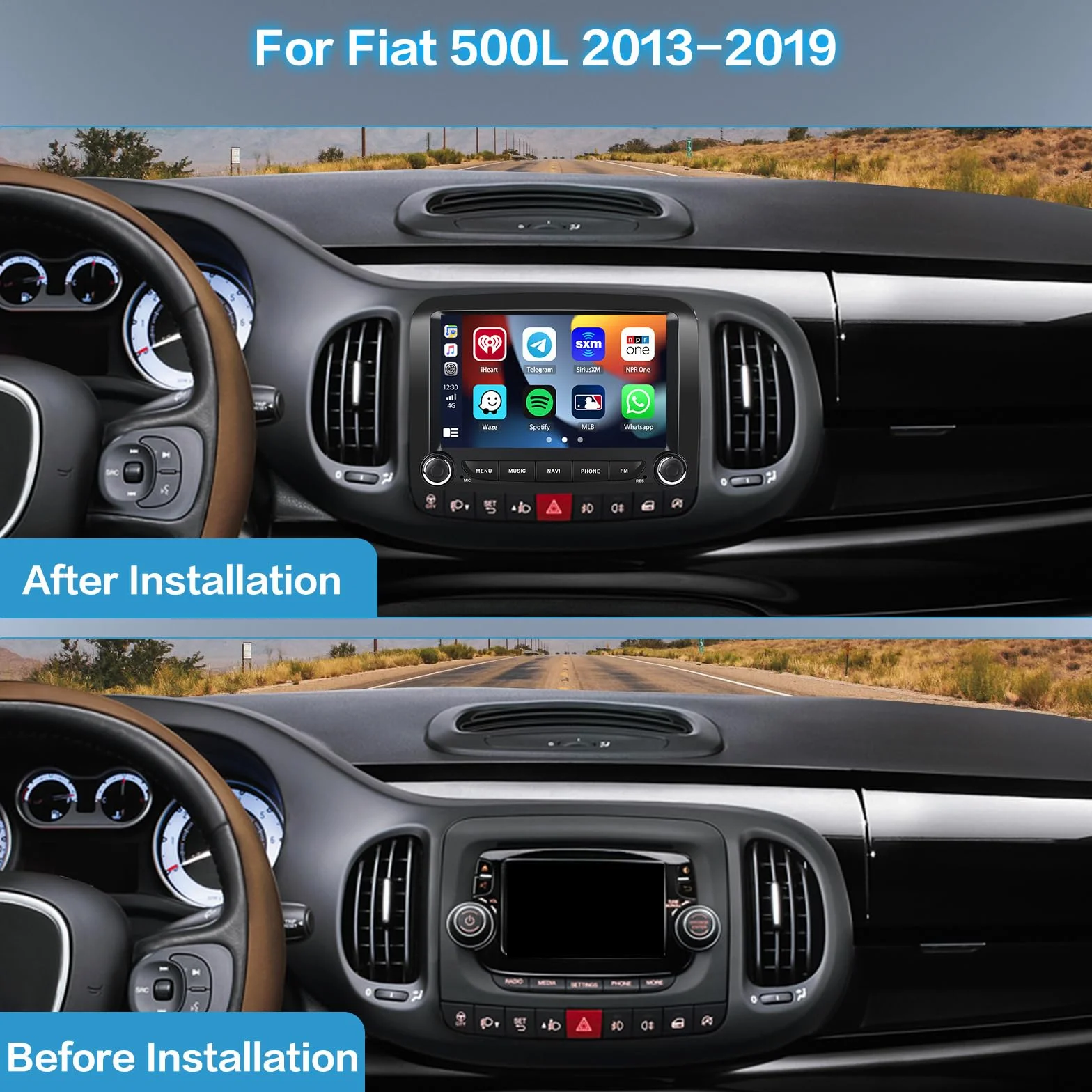 Inefala 2G+64G do Fiata 500L 2013-2017, Android 15, samochodowe stereo z bezprzewodowym CarPlay i Android Auto, 7-calowy ekran dotykowy HD, samochodowe stereo Bluetooth z Wi-Fi, GPS FM/RDS, mikrofonem