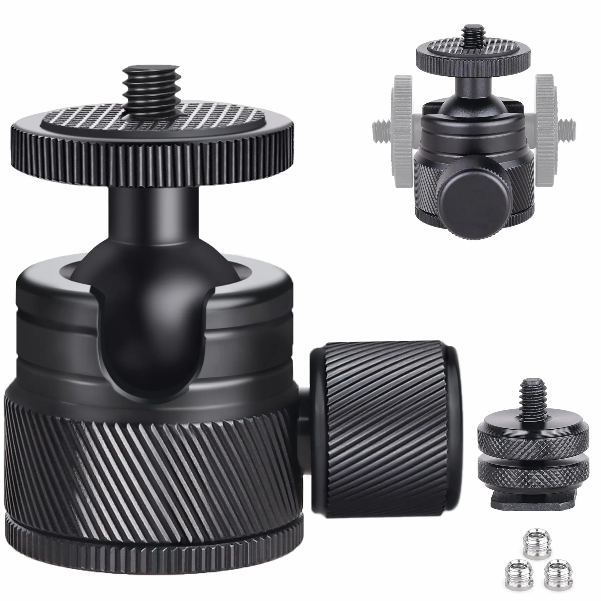 ARTCISE Mini głowica kulowa statywu do obróbki CNC – przenośna głowica obrotowa ze stopu aluminium 360 do telefonu i aparatu świetlnego, maksymalne obciążenie 3 kg