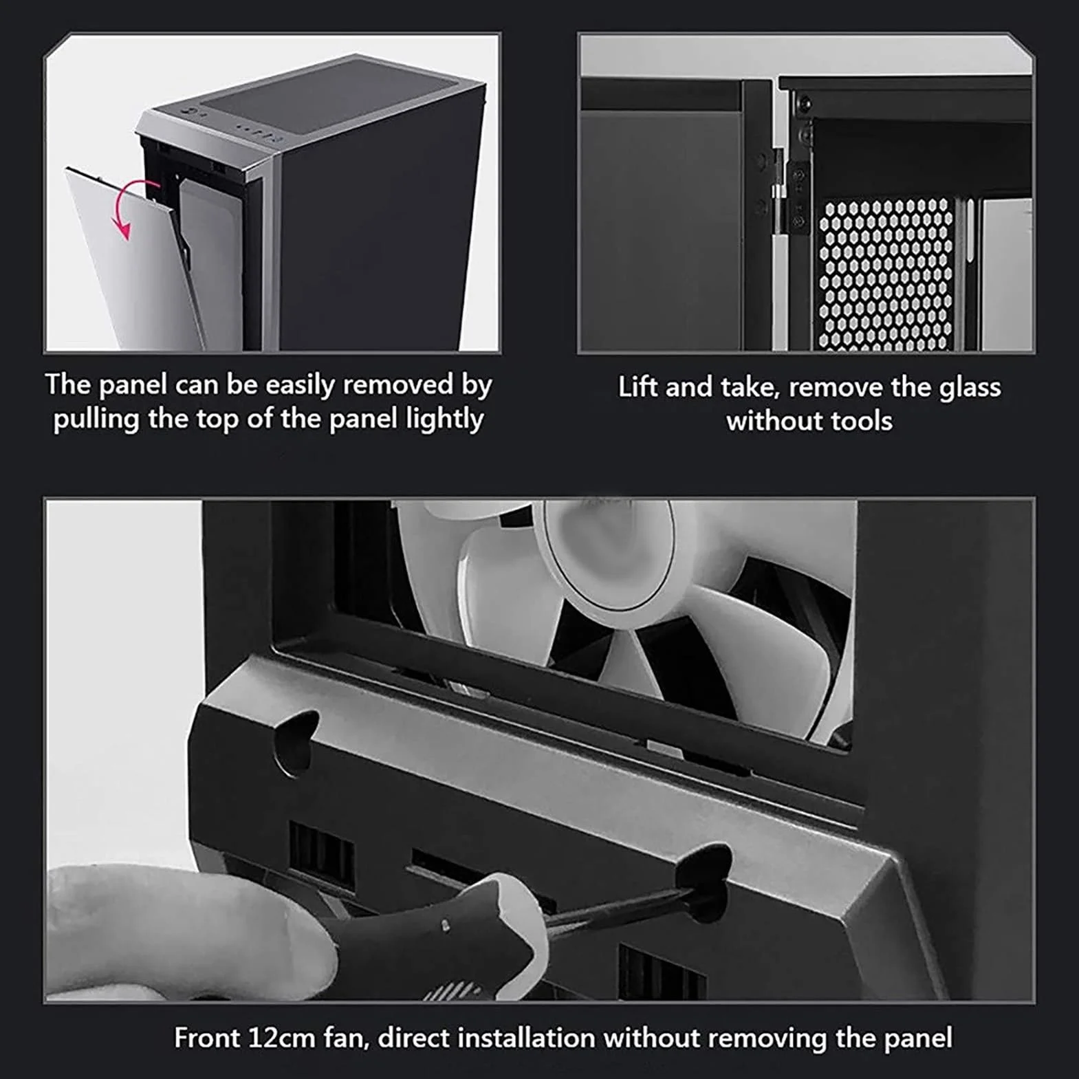 Obudowa do gier PC, obsługuje formaty ATX/M-ATX/ITX, wentylatory 6x120 mm, główna obudowa komputera chłodzona wodą 360°, odpowiednia do gier i pracy biurowej (Size : Style 2)