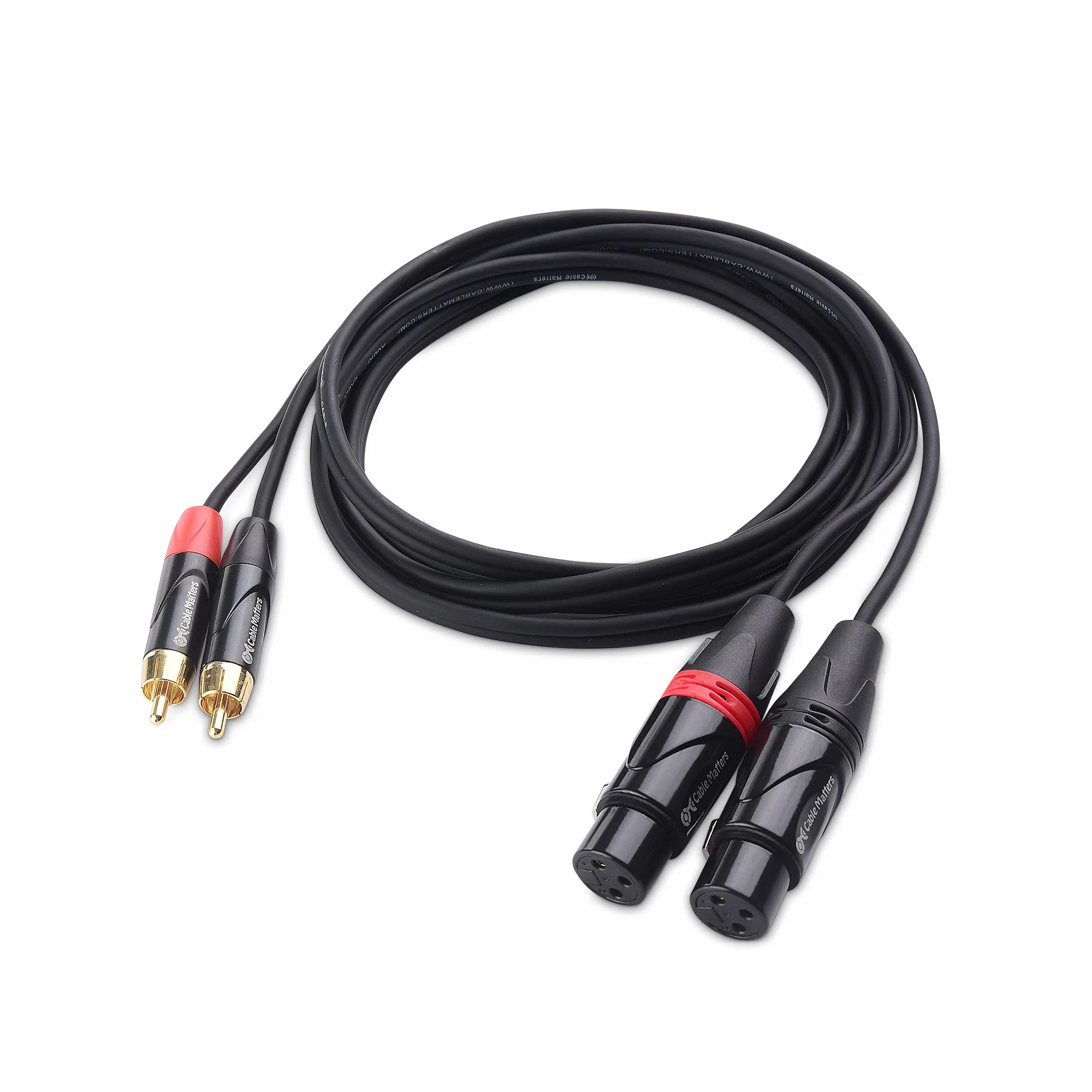 Cable Matters Podwójny kabel XLR do RCA 1.8m, kabel XLR RCA (podwójny kabel XLR żeński do RCA, kabel RCA XLR) - 1,8 m