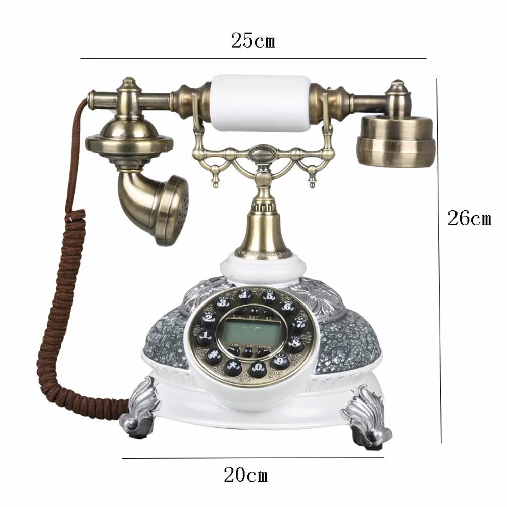 Europejskie telefony antyczne, telefony telefoniczne w stylu retro vintage Klasyczny telefon stacjonarny na biurko z wyświetlaczem czasu rzeczywistego i identyfikatora dzwoniącego do salonu w domu bi