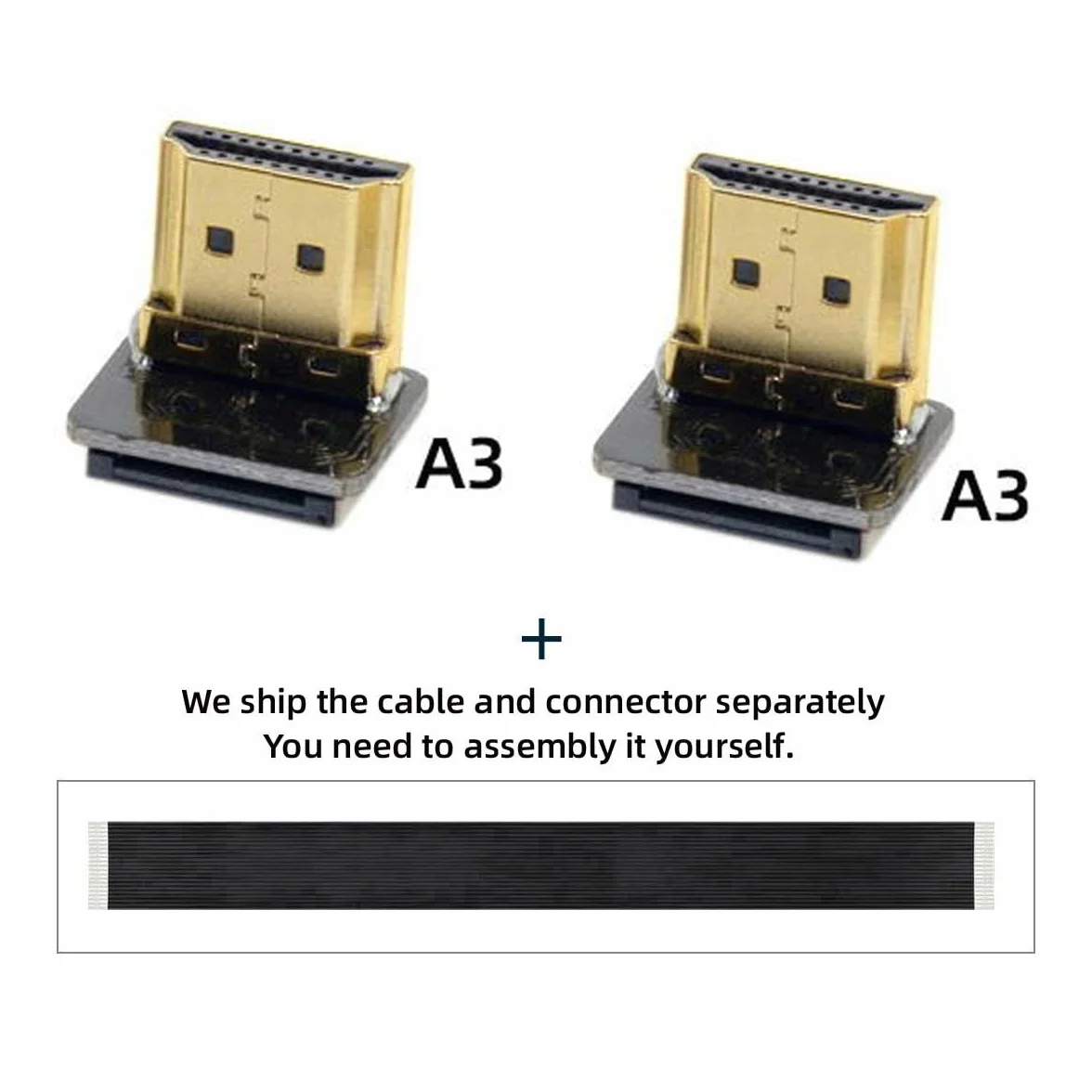 CY Cord Ultra cienkie, wygięta w dół wtyczka HDMI na zakrzywioną w dół wtyczkę HDMI, kabel przedłużający FPC, płaski kabel 1080P do FPV HDTV, multicopterowych zdjęć lotniczych, A3 (10 cm)