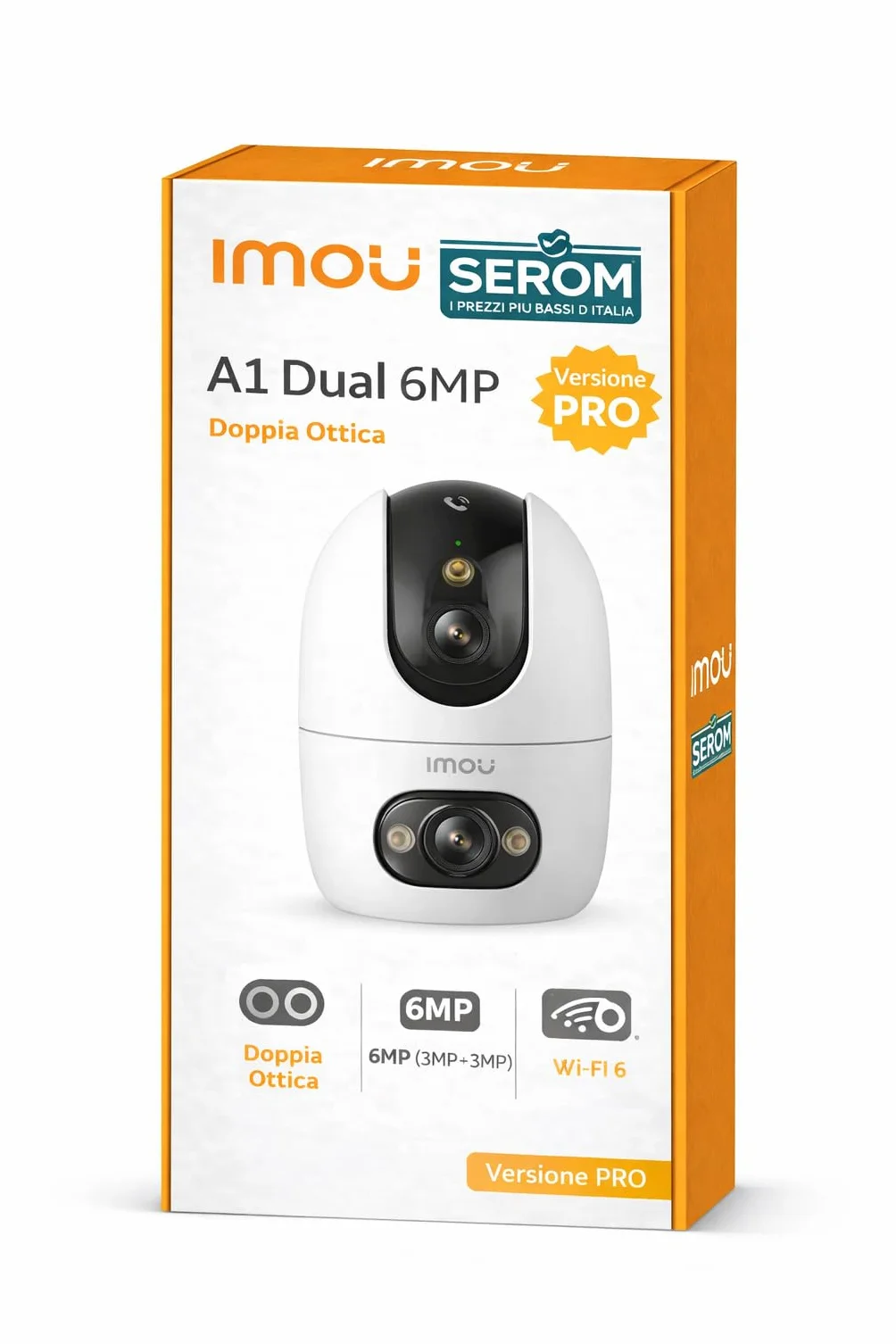 A1 Dual 6 MP 3K (3 MP + 3 MP) WiFi 6 - podwójny obiektyw, kamera monitorująca 360°PTZ z jednym dotknięciem, wykrywanie człowieka/zwierzęta, kolorowe widzenie nocne - IPC-S20EP-6M0S-EU