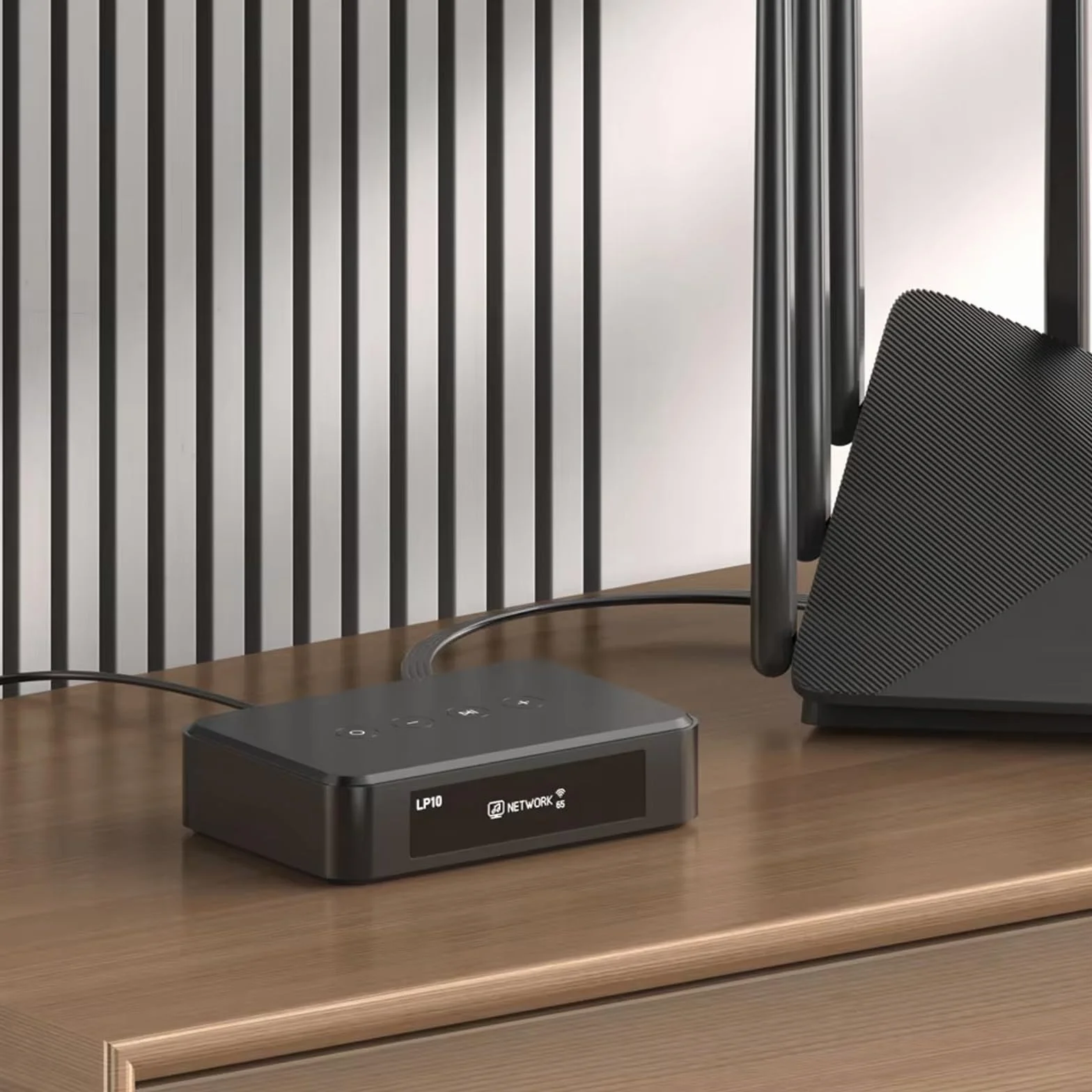 Streamer audio, multiroom stereo odtwarzacz strumieniowy ze sterowaniem aplikacją, ekran LCD 2.3 cm, kompatybilny z wieloma interfejsami do salonu i sypialni
