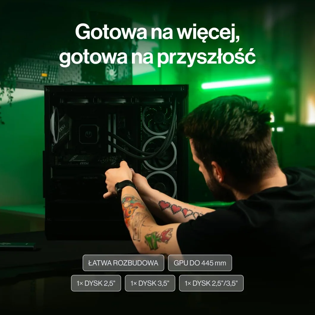 ENDORFY Fishtank 6000 Flex, obudowa PC ATX E-ATX gamingowa, panoramiczna szkło hartowane, USB-C, chłodzenie 2x 360 mm, do 9 wentylatorów, GPU do 445 mm, nowoczesna czarna obudowa komputerowa