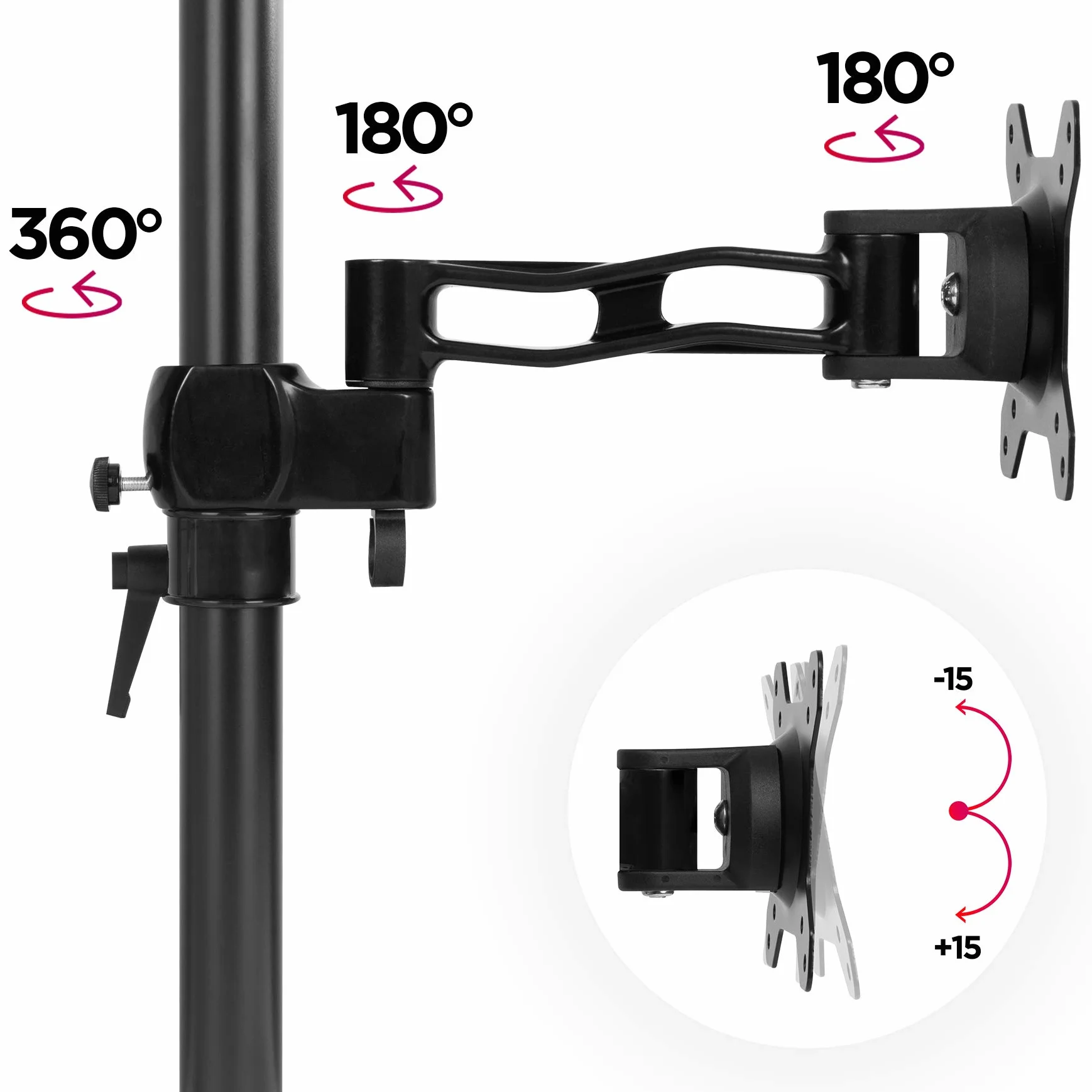 Duronic DM35V2X2 Ramię do 2 monitorów komputerowych z rozszerzeniem | Pionowy podwójny ergonomiczny przegubowy ekran PC | VESA 75 100 | Regulowana wysokość | Obrotowy nachylony | VESA 75 100 Ergonomiczna przegubowa podstawka na biurko z pionowym wyświetla