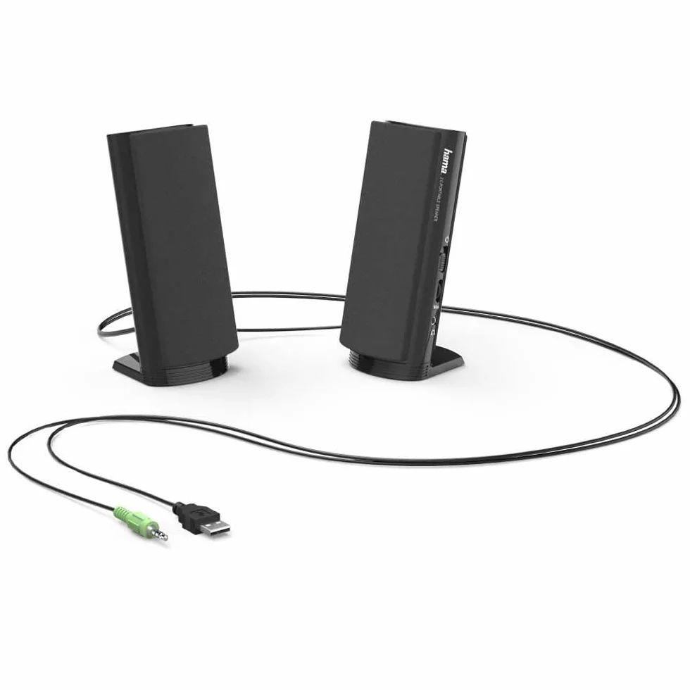 Hama Głośniki multimedialne E 80 aktywne głośniki PC 2,5 W jack 3,5 mm USB czarne