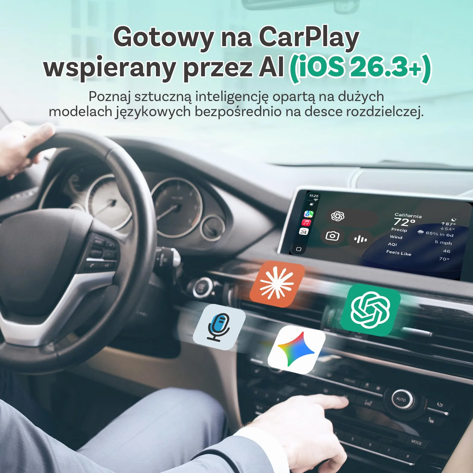 Nowość 2025 Ottocast Mini Flow – Bezprzewodowy adapter CarPlay & Android Auto, Dongle 2 w 1, Plug & Play, Ultra kompaktowy, Kompatybilny z iPhone & Android, Do aut od 2016 (Nie dla BMW/Tesla)