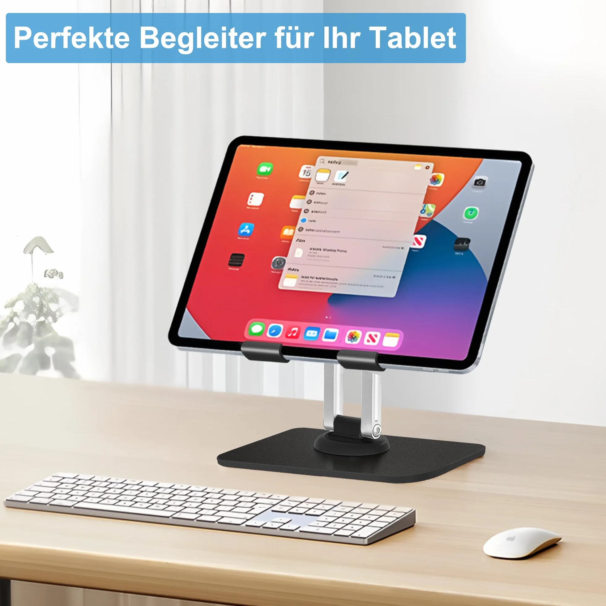 JOYIT Uchwyt na tablet, regulowany stojak na tablet, super stabilny stojak na iPada, uchwyt na tablet iPad Air Mini 7 Galaxy Pro 12,9 i wszystkich urządzeń o przekątnej ekranu 12,9" (4-12,9") (czarny)