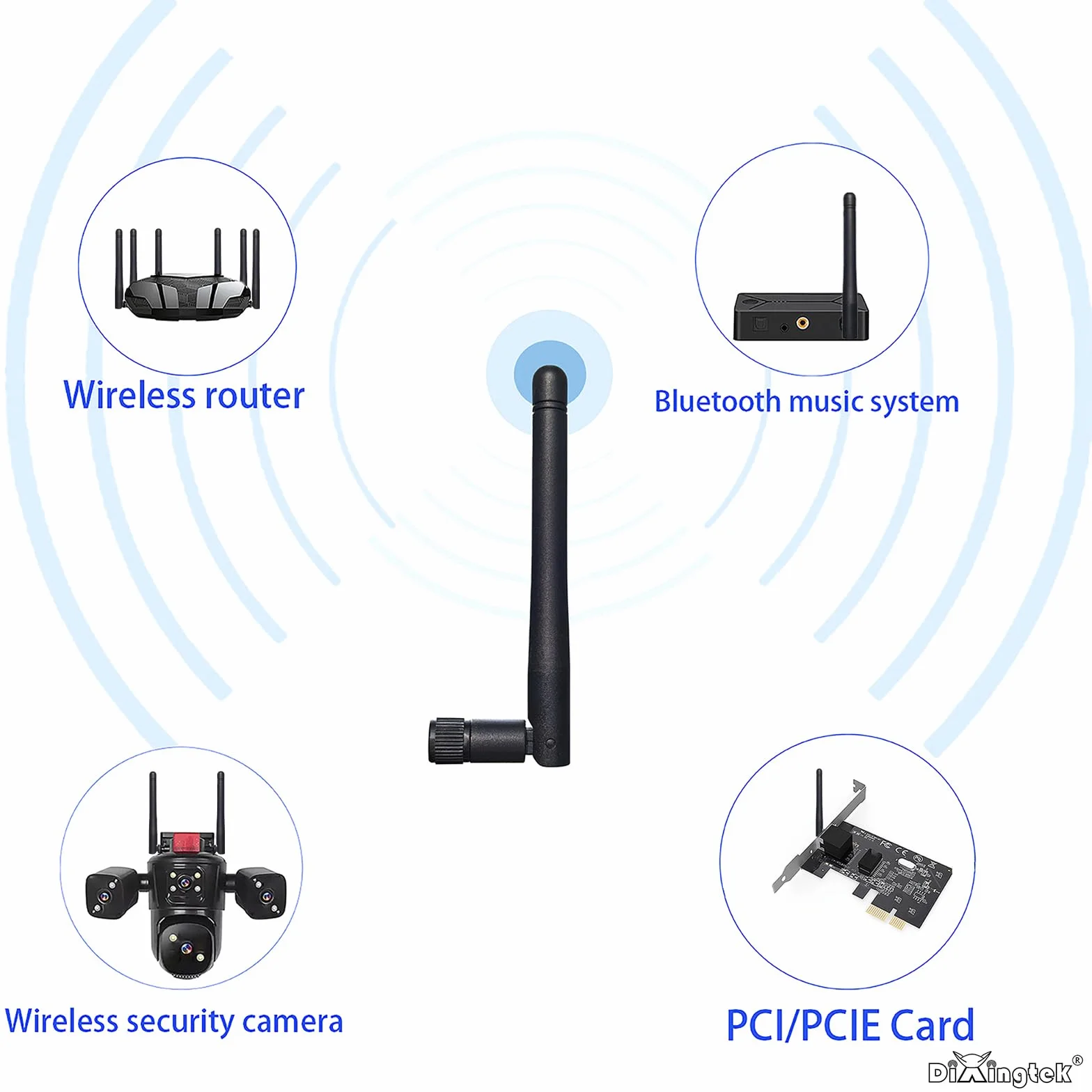 4 szt. 108 mm dwuzakresowe WiFi 2,4 g 5 g 5,8 g 6e antena męskie złącze SMA, kompatybilne z routerem WiFi PCI-E karta sieciowa adapter USB Security Video IoT antena WiFi