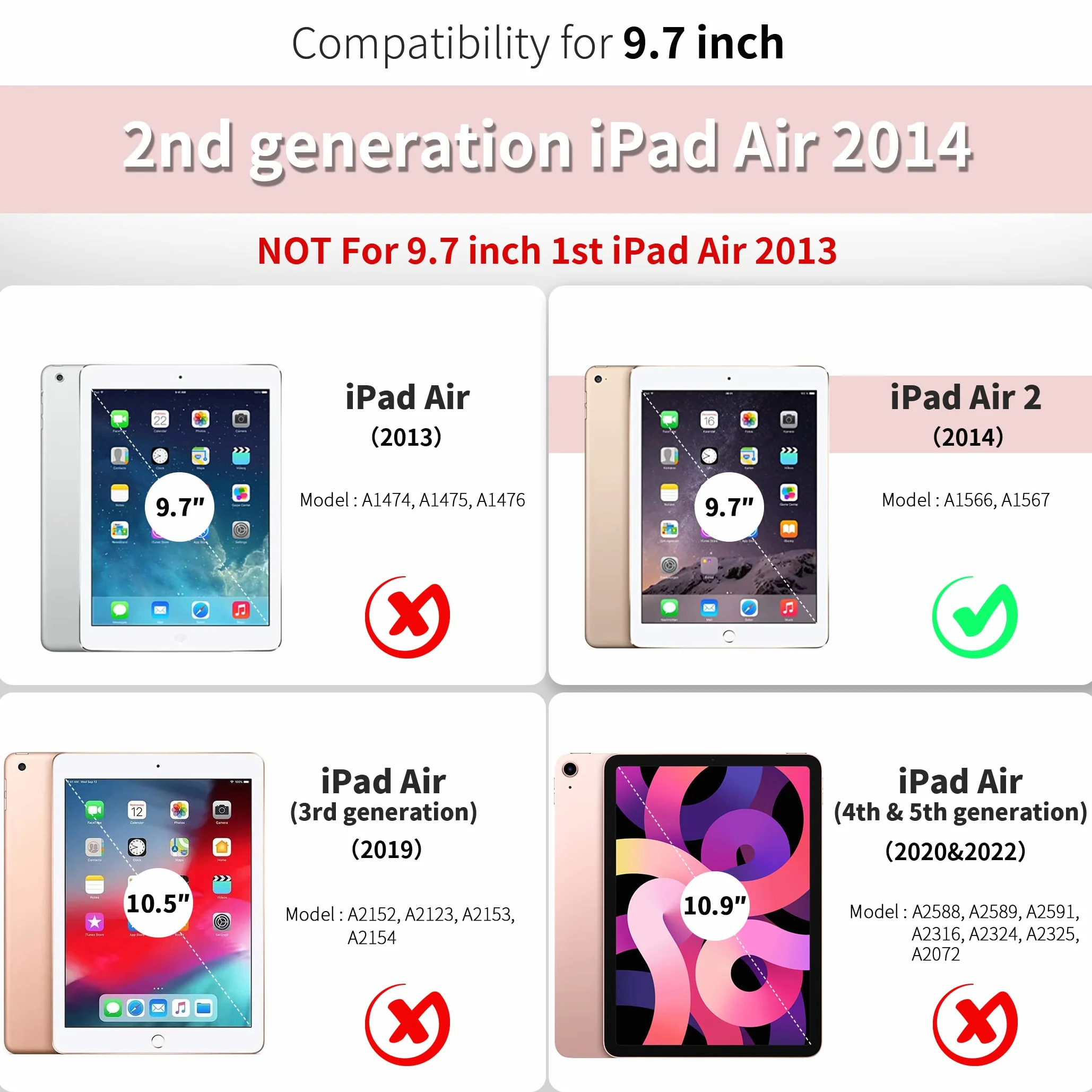 EasyAcc Etui do iPad Air 2 A1566 A1567, półprzezroczyste matowe, automatyczne budzenie/uśpienie, różowe złoto