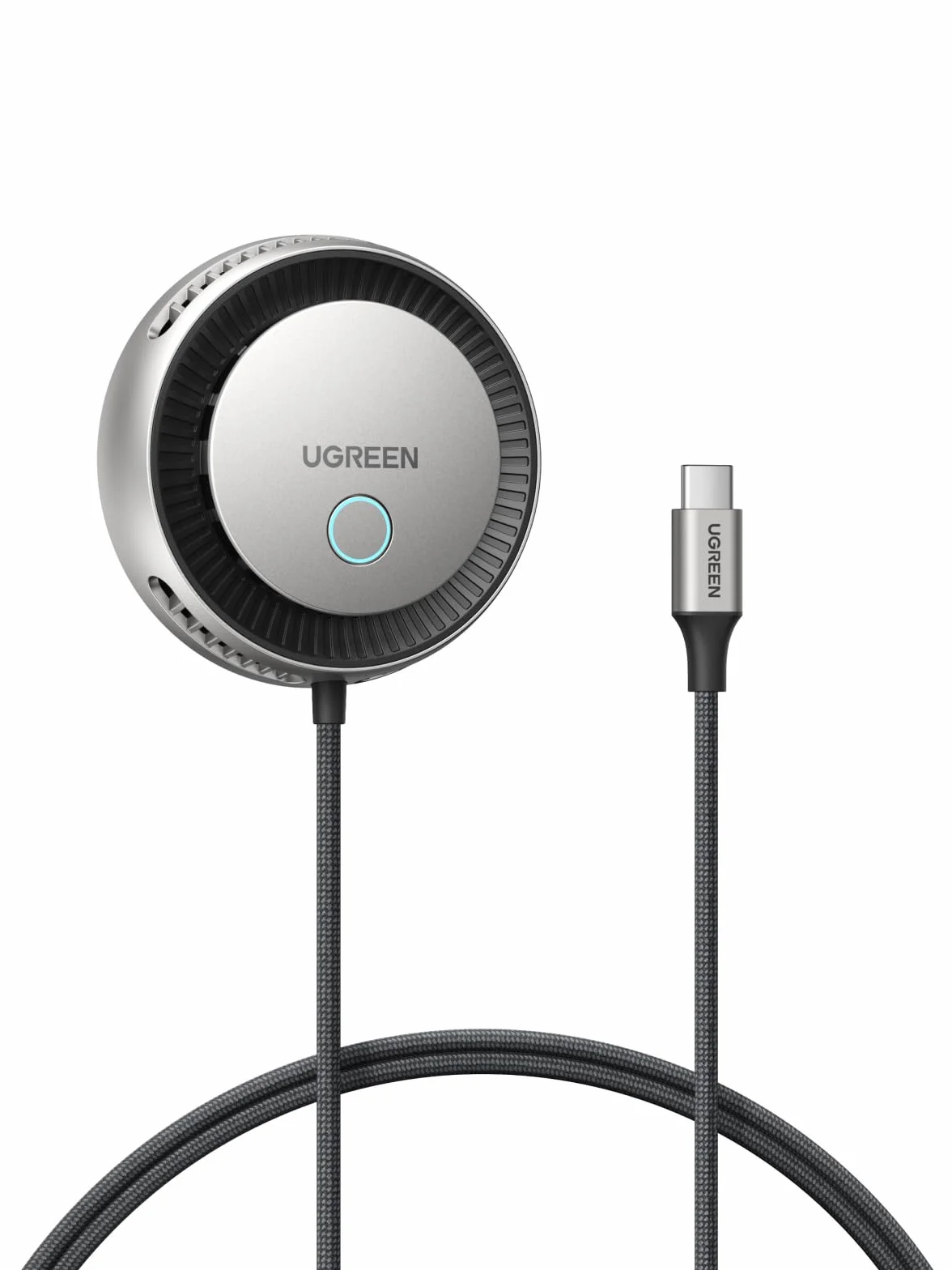 UGREEN Magflow Pro, magnetyczna podkładka ładująca Qi2 25 W | z aktywnym chłodzeniem, 1,5-metrowym plecionym kablem, kompatybilna z MagSafe dla iPhone'a 17/16