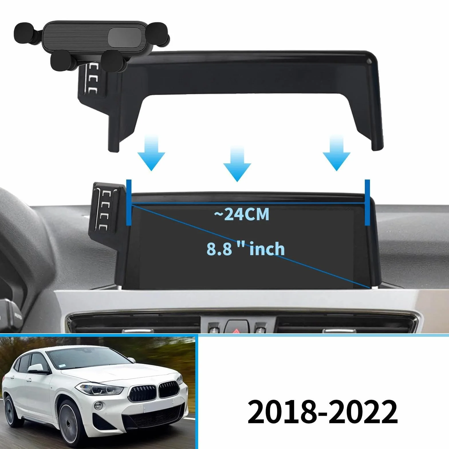 Uchwyt Samochodowy na Telefon dla BMW F39 X2 2018-2022, 8,8-calowy uchwyt samochodowy na telefon komórkowy, stojak na nawigację GPS (podstawa i uchwyt 8)