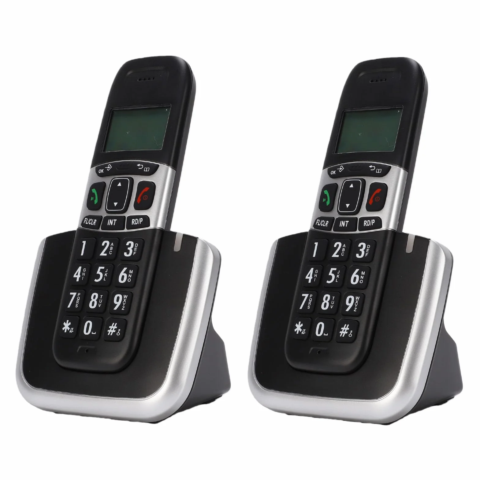 Fabater Telefon Bezprzewodowy z Dwiema Słuchawkami i wygodną książką telefoniczną. Bezpieczne Rozmowy DECT 6.0 do Użytku osobistego. ABS Trwały (wtyczka UE)