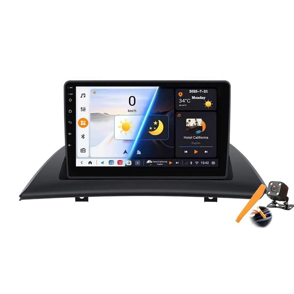 Y500s, Android 15.0 Stereo zamiennik dla BM-W X3 2004-2012 Radio samochodowe z nawigacją GPS 9-calowy przenośny odtwarzacz multimedialny DVD Odbiornik FM BT z Android Auto CarPlay