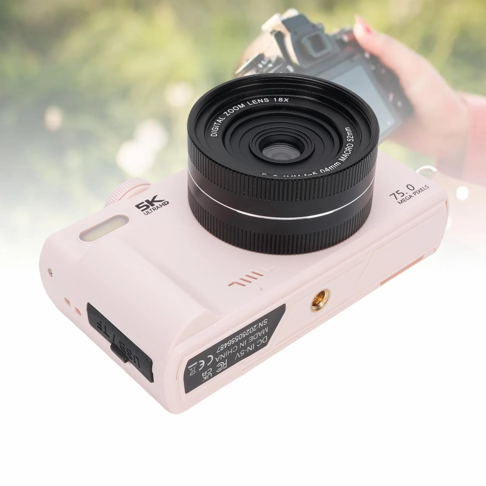 Dpofirs Kamera Cyfrowa 5K do Fotografii, 75MP Autofocus Vlog Camera, 18x Zoom, 3 -calowy Ekran o 180 Stopni, Kompaktowe Wideo, dla Początkujących Nastolatków