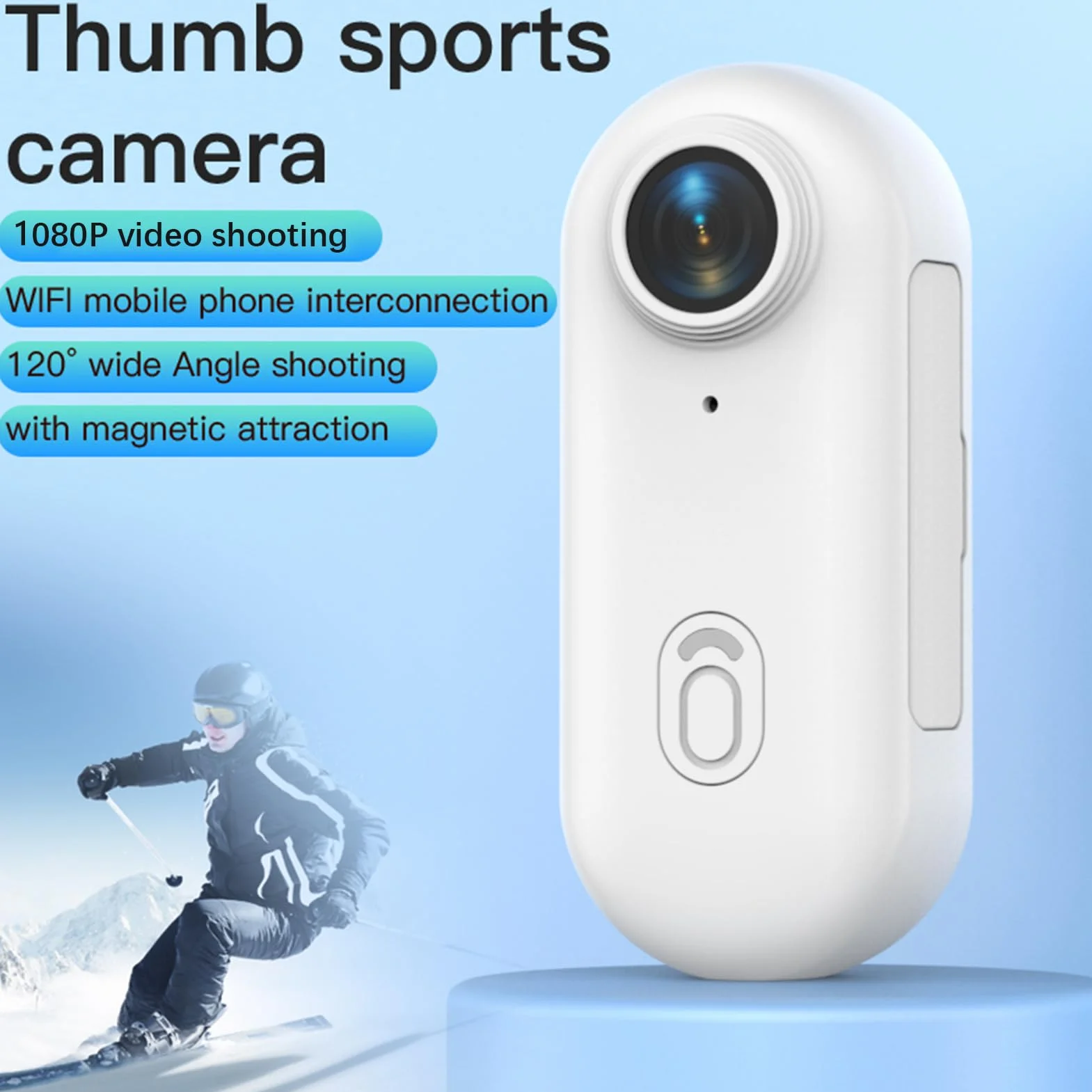 Andoer Mini kamera sportowa 1080p, mała kamera sportowa WiFi, szerokokątny obiektyw 120°, wbudowana bateria z przewodem magnetycznym, klips tylny, wodoszczelna obudowa, akcesoria do montażu kart TF 32