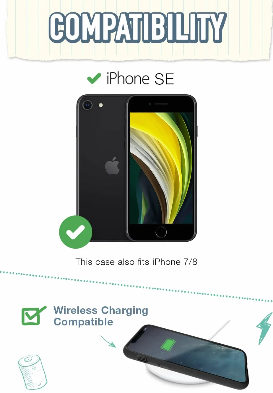 Smartish iPhone SE Wallet Case - Wallet Slayer Vol 1 [Slim + Protective] Credit Card Holder Drop Tested Hidden Card Slot Cover Compatible with Apple iPhone SE & iPhone 7/8 - Black Tie Affair