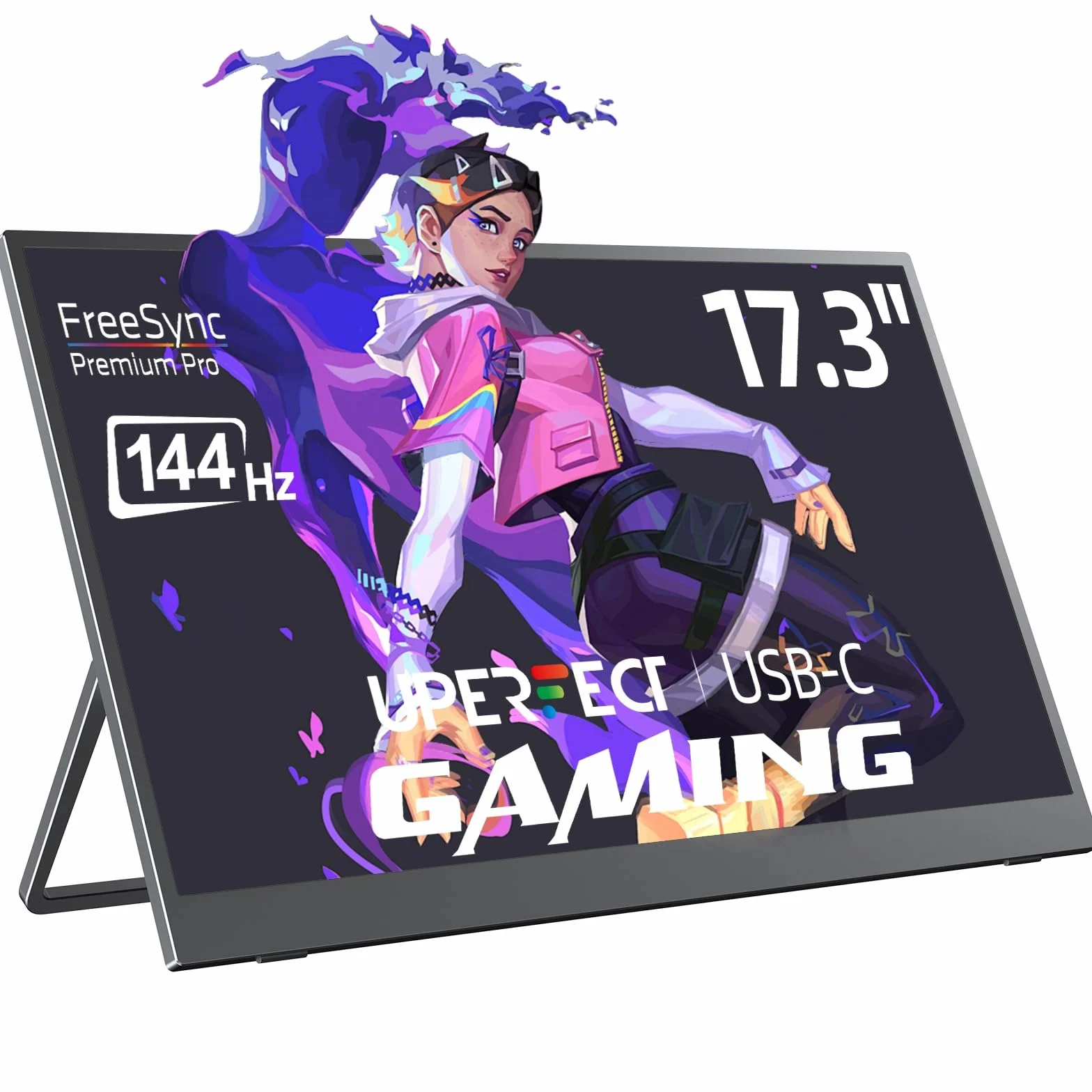 UPERFECT Przenośny Monitor Gamingowy 17,3 cala 144 Hz | Ekranem IPS FHD, Złączami Mini HDMI i USB-C; Kompatybilny z PC/Smartfonem/Laptopem/PS4/5/Switch/Xbox oraz standardem VESA