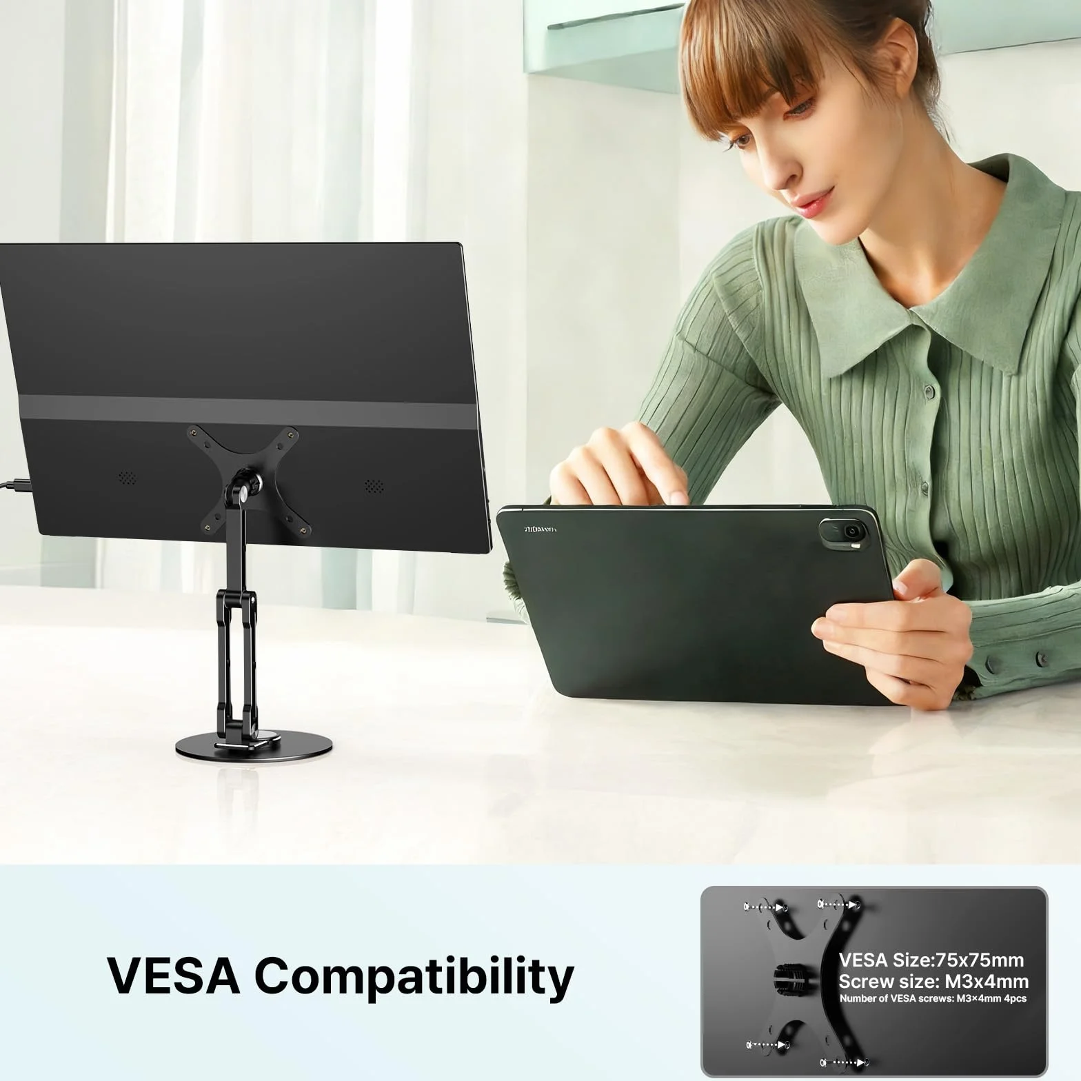 EVICIV Przenośny monitor dotykowy 15,6 cala 125% sRGB 1080P 2000:1 Zewnętrzny mobilny wyświetlacz FHD USB C z HDMI/USB-C do laptopa/komputera/telefonu/konsoli do gier, obsługa VESA