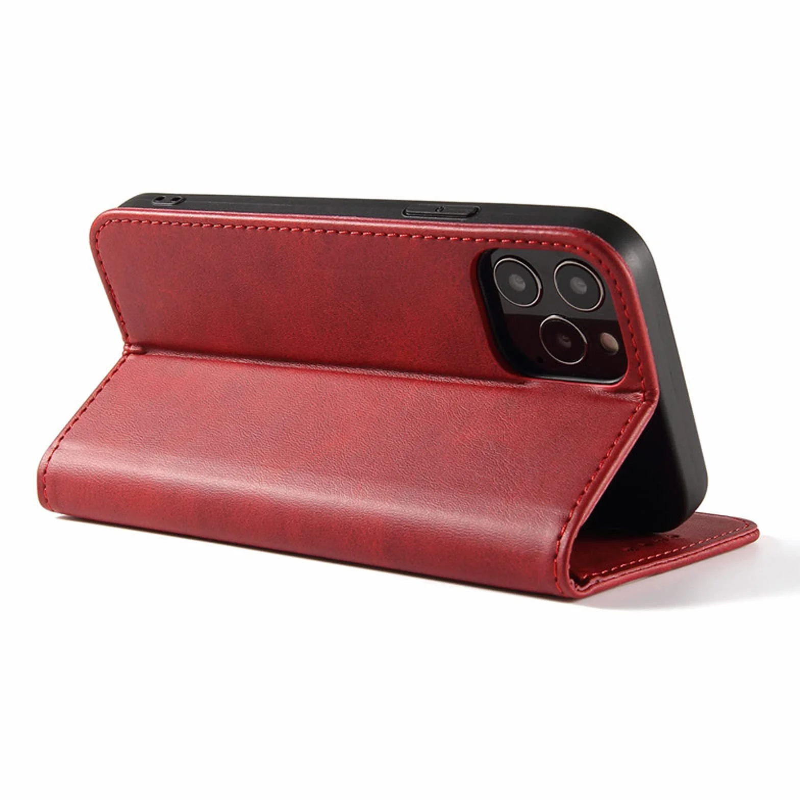 LTL Etui na telefon do iPhone 13 Mini/13/13 Pro/13 Pro Max, ręcznie robione skórzane etui z klapką z przegródkami na karty, etui na telefon, magnetyczne zamknięcie, czerwone, 13pro 6,1"