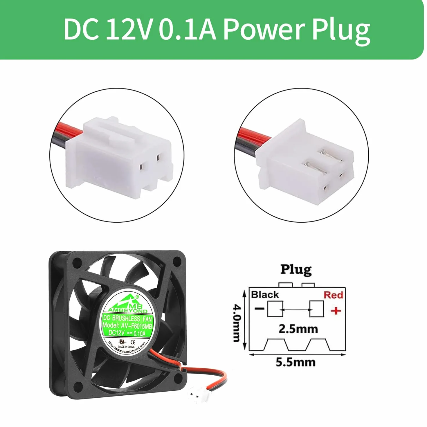 Wentylator chłodzący bezszczotkowy 12 V DC 60x60x15 mm 2-pin łożysko kulkowe 6015