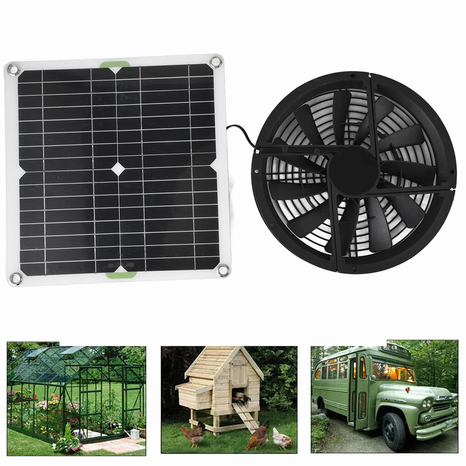 Wentylator wydechowy z energią słoneczną, wentylator zasilany energią słoneczną 100 W, zestaw paneli słonecznych, wentylator szklarniowy, wentylator solarny do domu, szklarni, chłodzenia domku dla