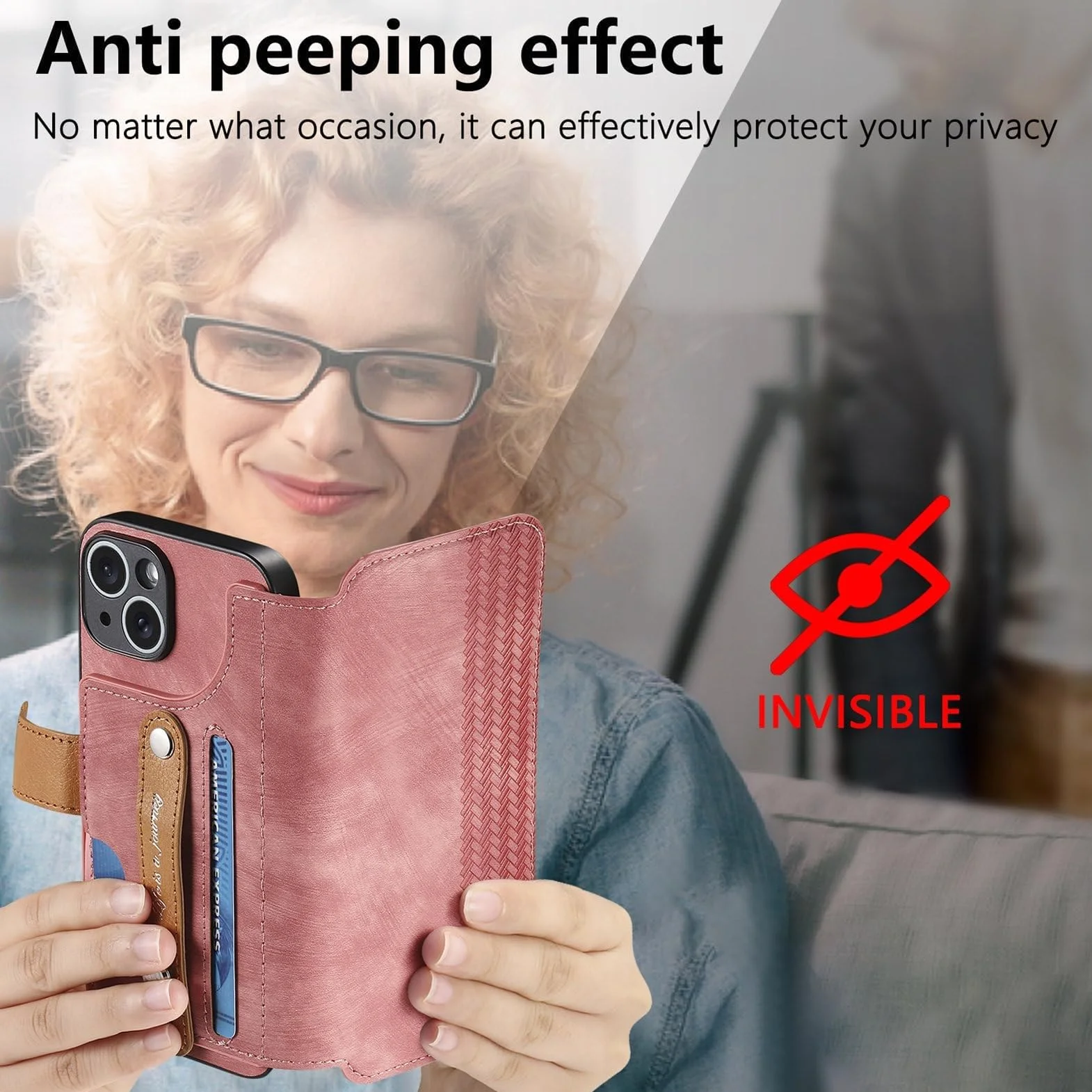 Generisch Etui na telefon komórkowy iPhone 16/16 Plus/16 Pro / 16 Pro Max, etui z klapką, etui na telefon komórkowy, blokujące gniazdo kart RFID, pasek na rękę, etui ze skóry zapobiegającej upadkowi