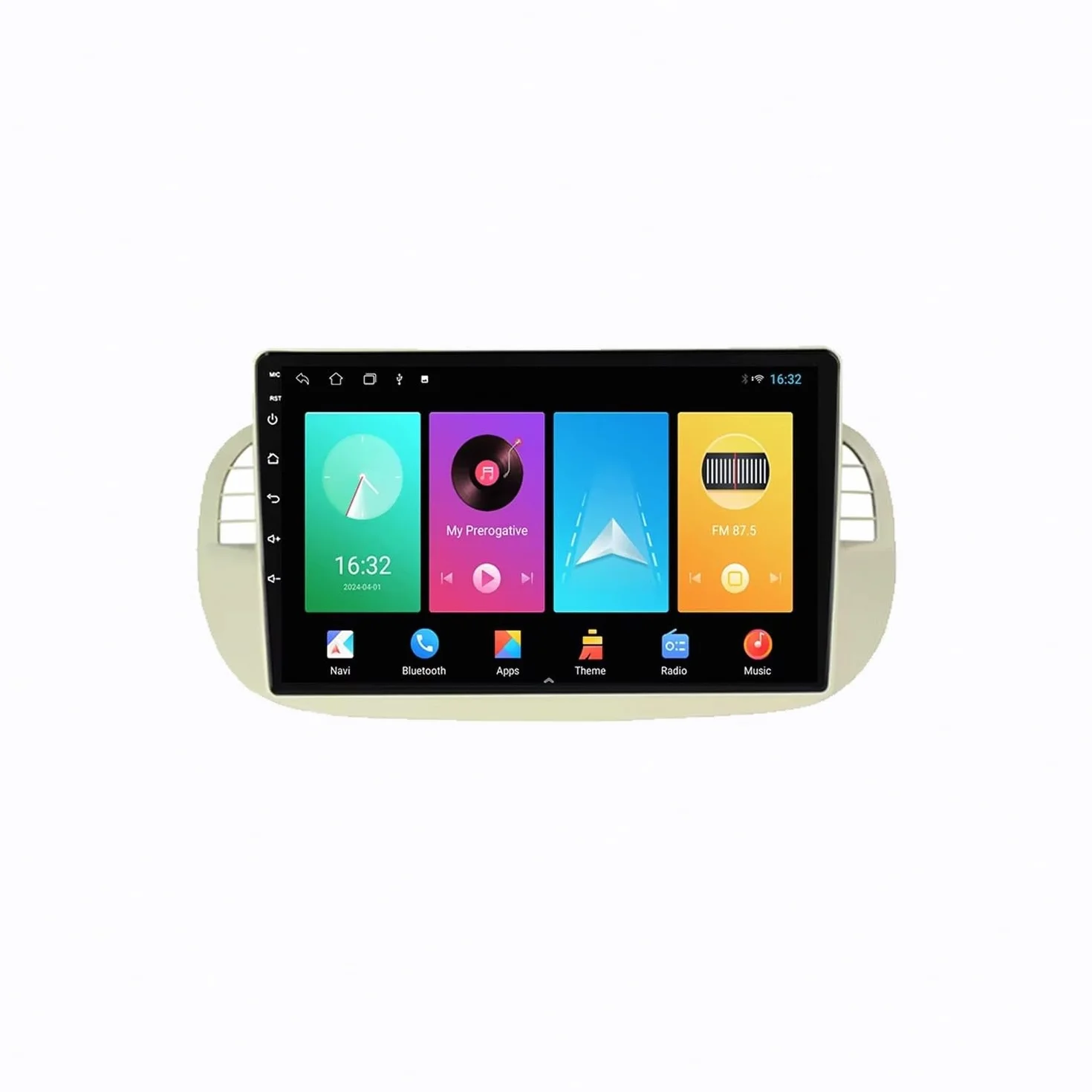 Radio Samochodowe Z Ekranem Dotykowym dla FIAT 500 2007-2015 Android 15 9 Inches Wyświetlacz Samochodowy Steering Wheel Controls Do, 8 Core 8G+128G