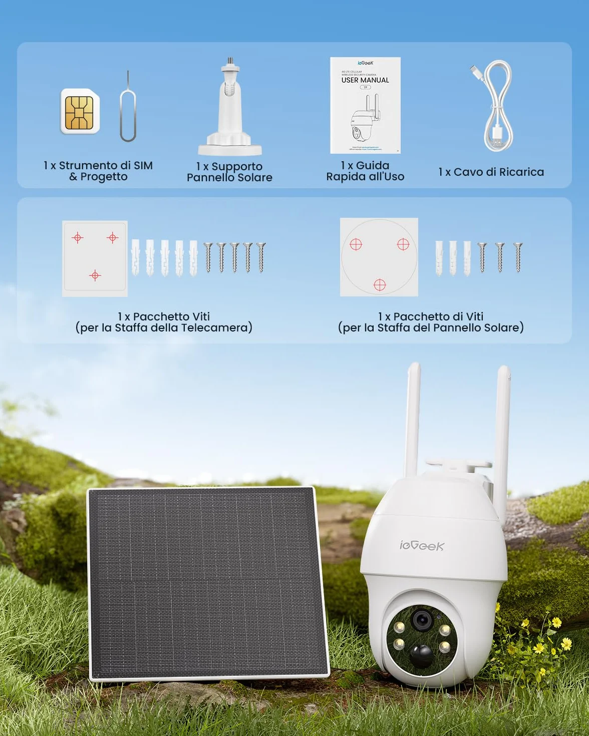 ieGeek Zewnętrzna bezprzewodowa kamera Wi-Fi 5MP, wewnętrzna kamera monitorująca WiFi bateria z reflektorami i alarmem, detekcja ruchu PIR, kolorowy noktowizor, 2 drogi audio,Work with Alexa