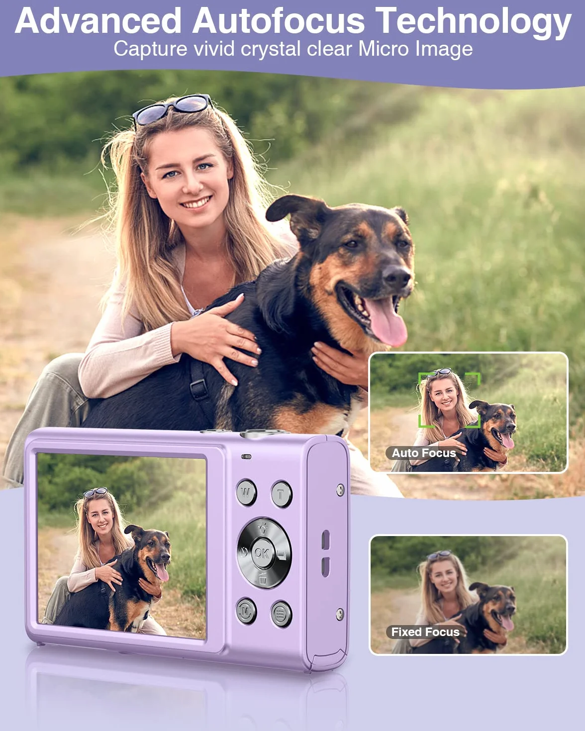 Aparat cyfrowy, kompaktowy aparat z autofokusem 1520p, FHD, 48 MP, kamera do vlogowania z ekranem 2,8 cala, karta pamięci 32 GB, 16-krotny zoom cyfrowy, przenośna mini kamera dla dzieci, nastolatków,